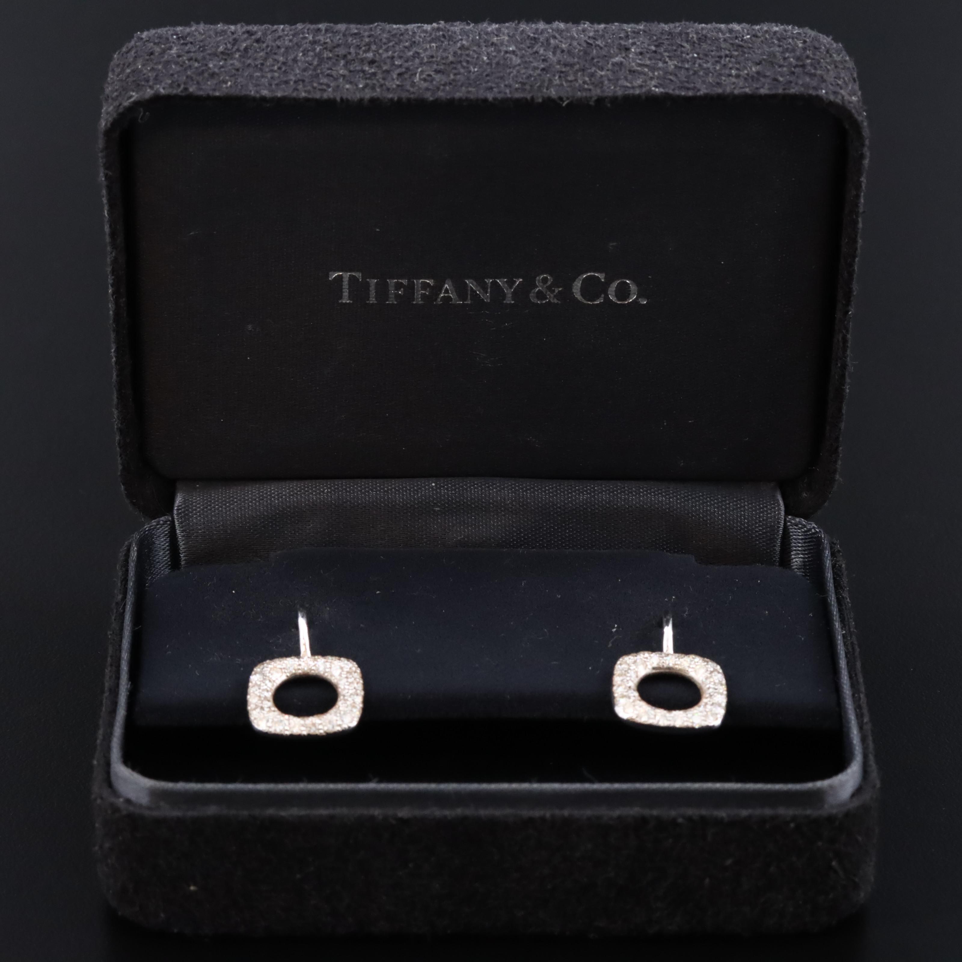 Tiffany & Co. 18K 0.72 CTW Diamond Cushion Drop Earrings