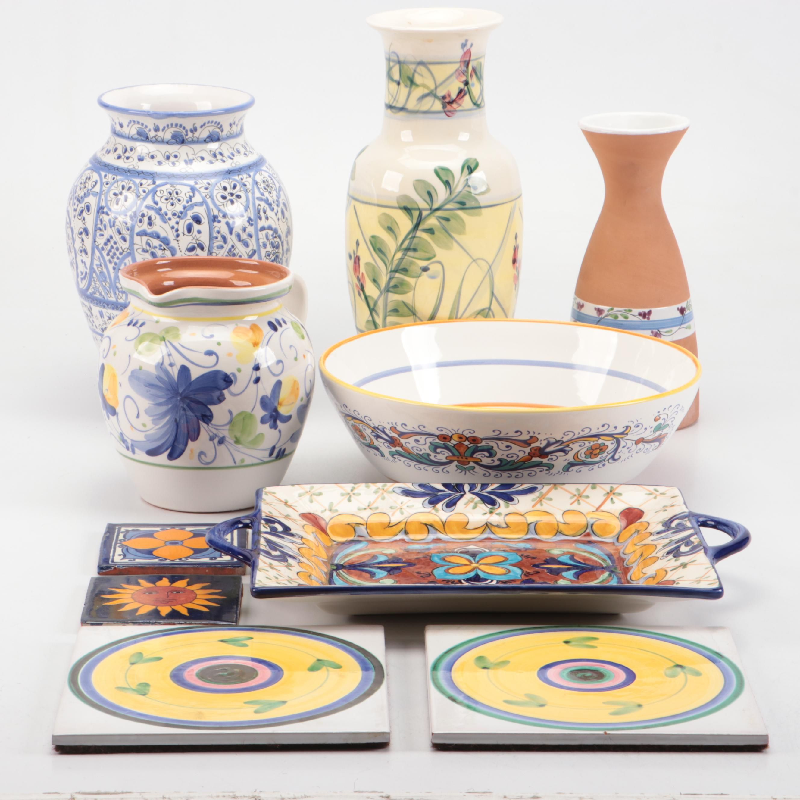Maxcera, Benstson-West Designs, and Other Majolica Style Ceramic Tableware