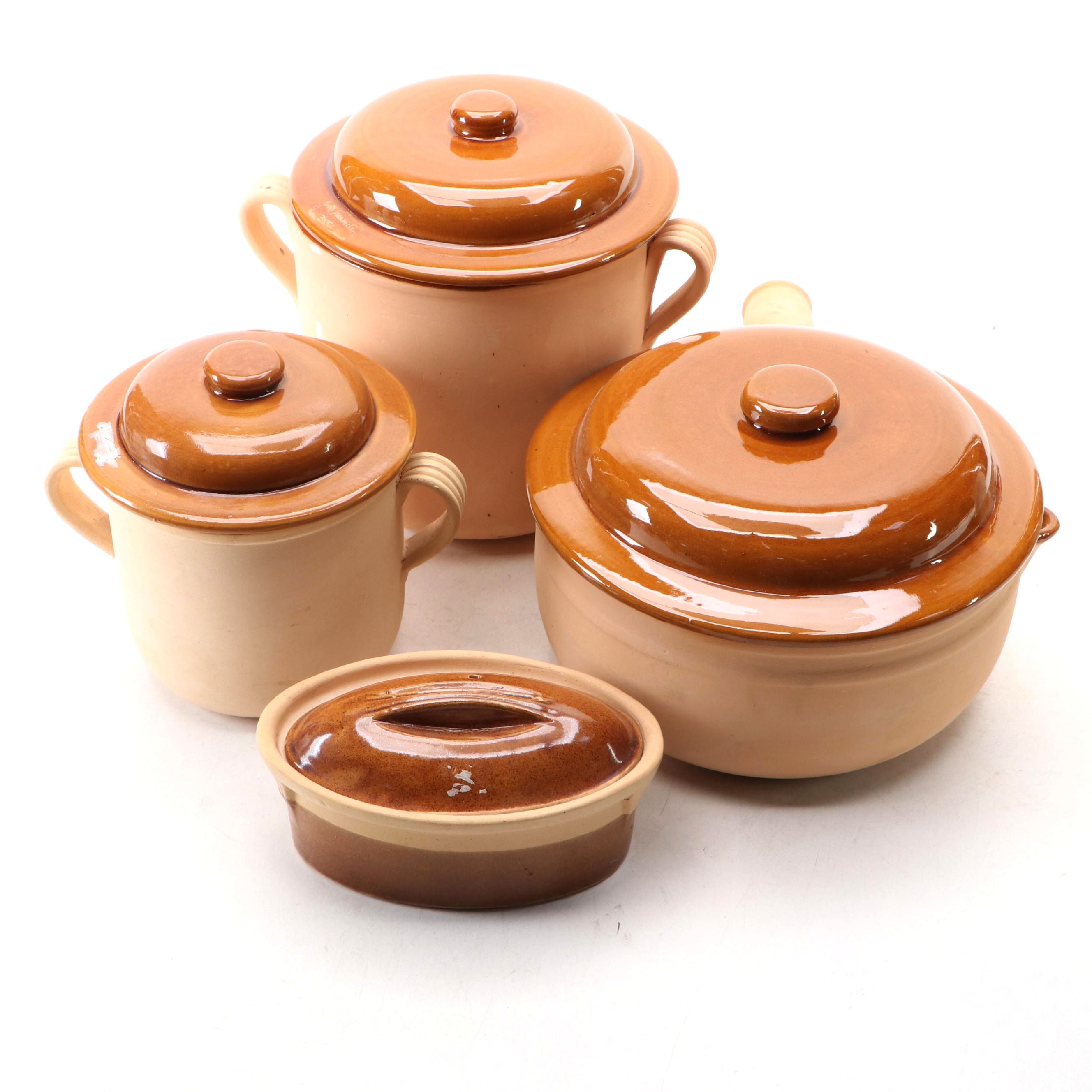 BIA Cordon Blue Clay Pot and Lidded Jars with Lidded Dish