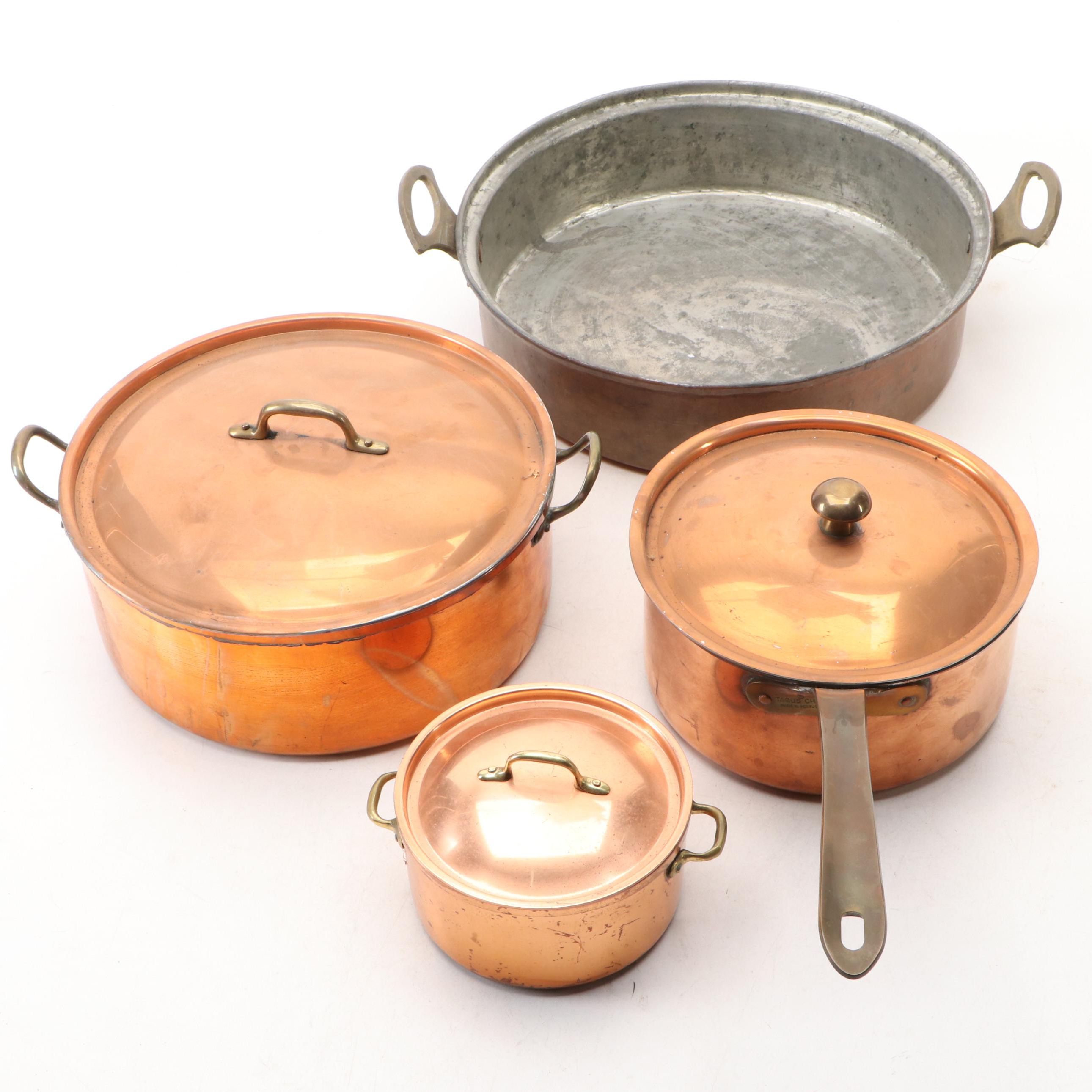 Tagus Chef Copper Plate Pot with Other Copper Plate Pots and Pan