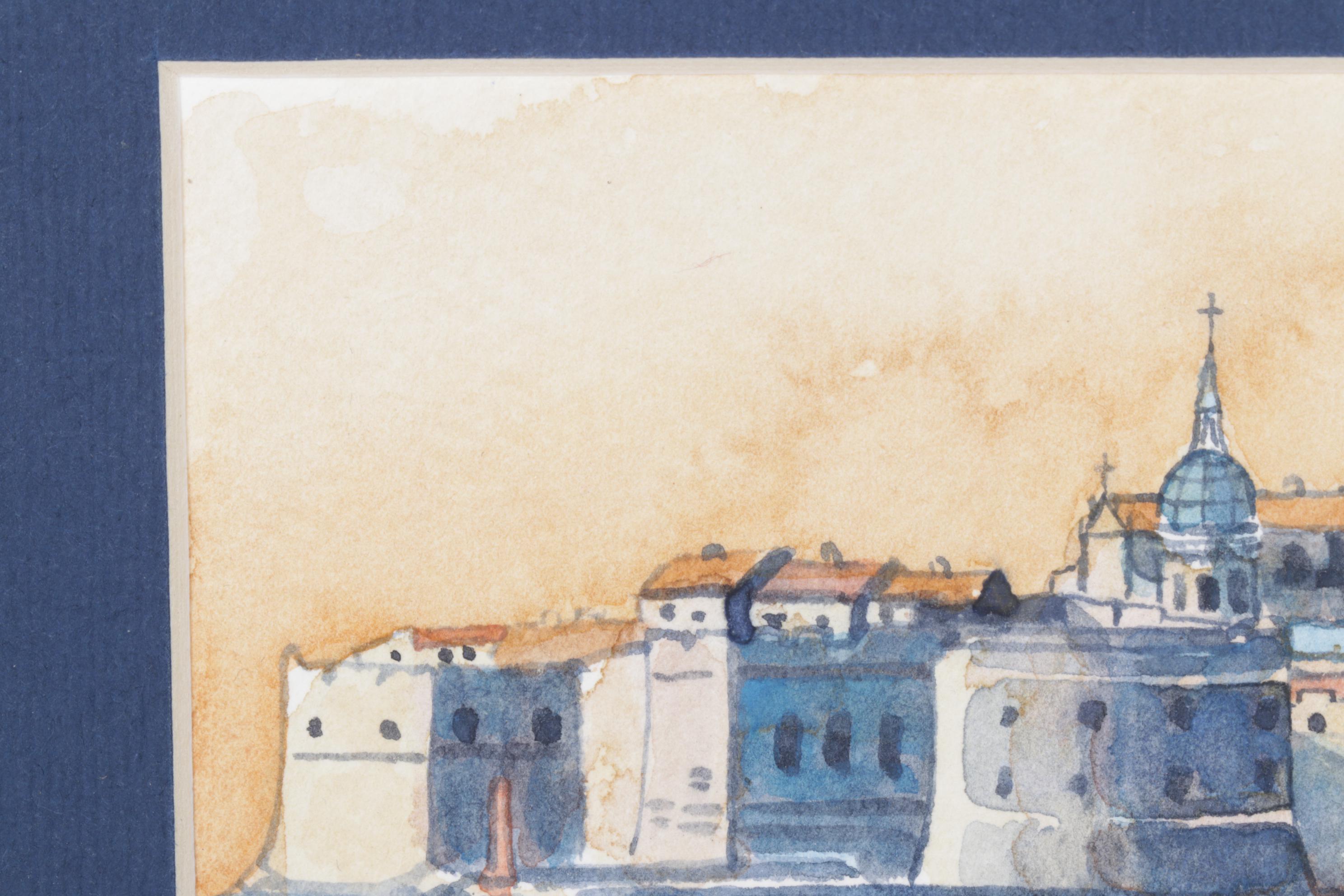 Dubravka Bratoš Krasnić Watercolor Seaside Landscape in Contrasting Colors