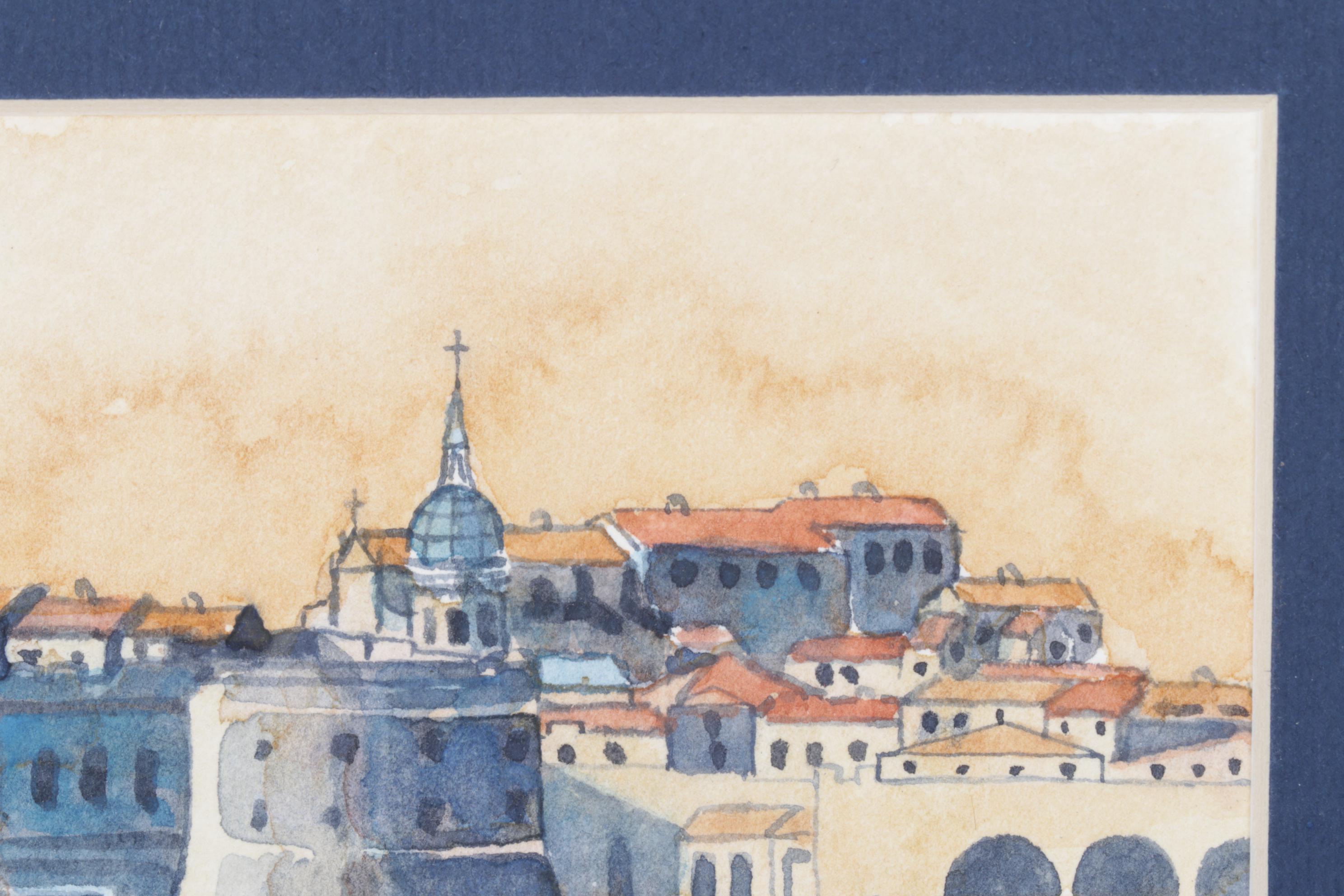 Dubravka Bratoš Krasnić Watercolor Seaside Landscape in Contrasting Colors