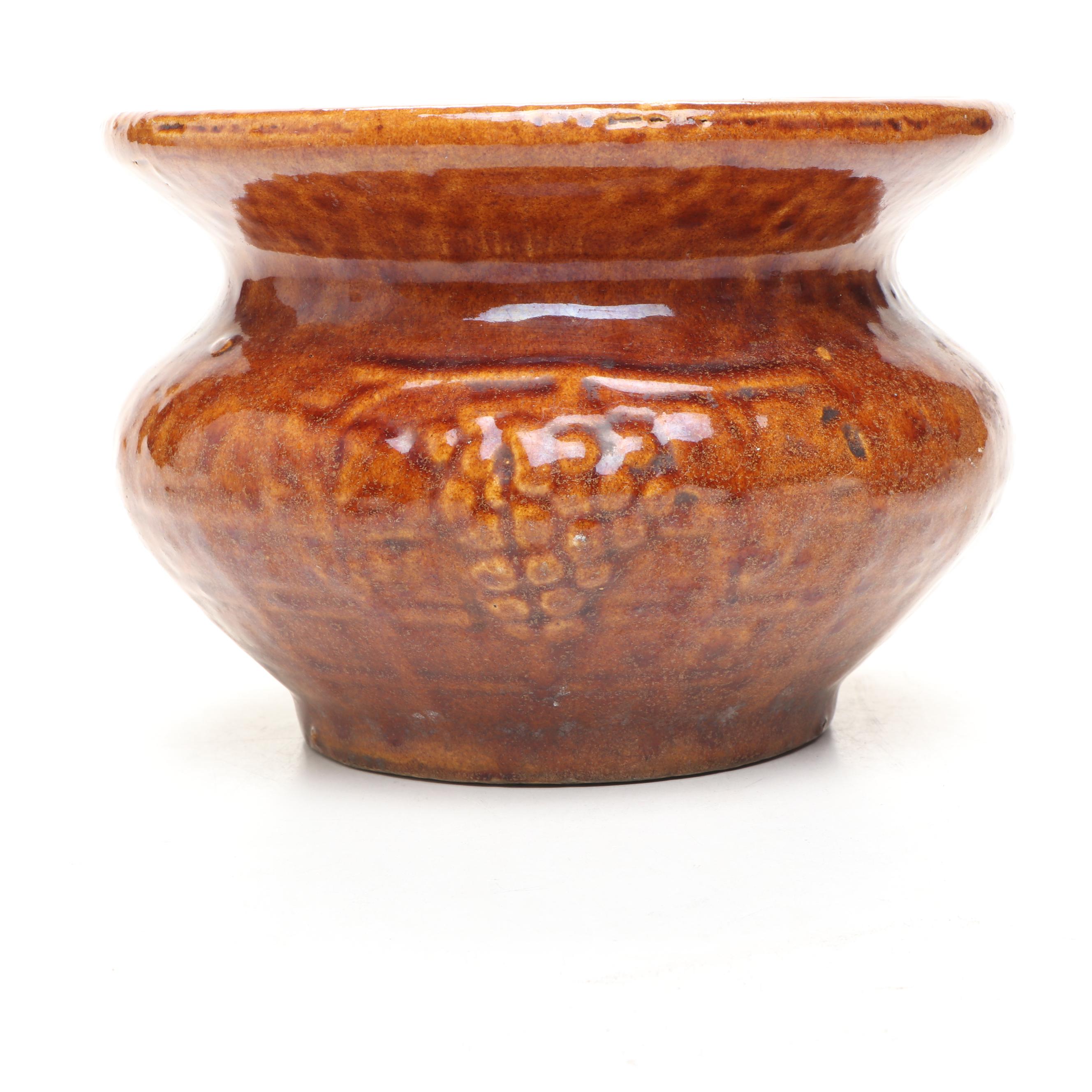 Painted Wooden Rooster Candlesticks, Wooden Lidded Bucket, and Ceramic Planter