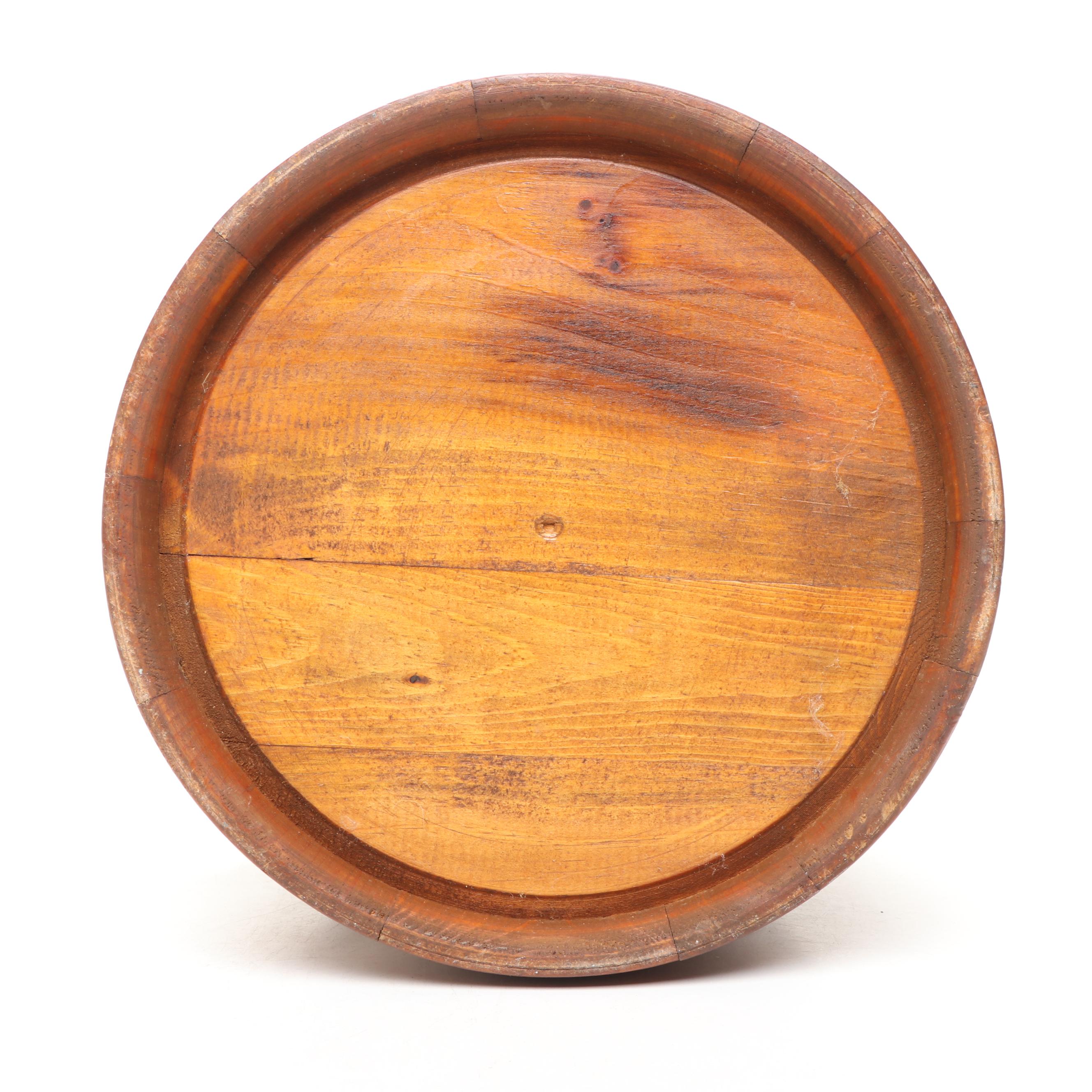 Painted Wooden Rooster Candlesticks, Wooden Lidded Bucket, and Ceramic Planter