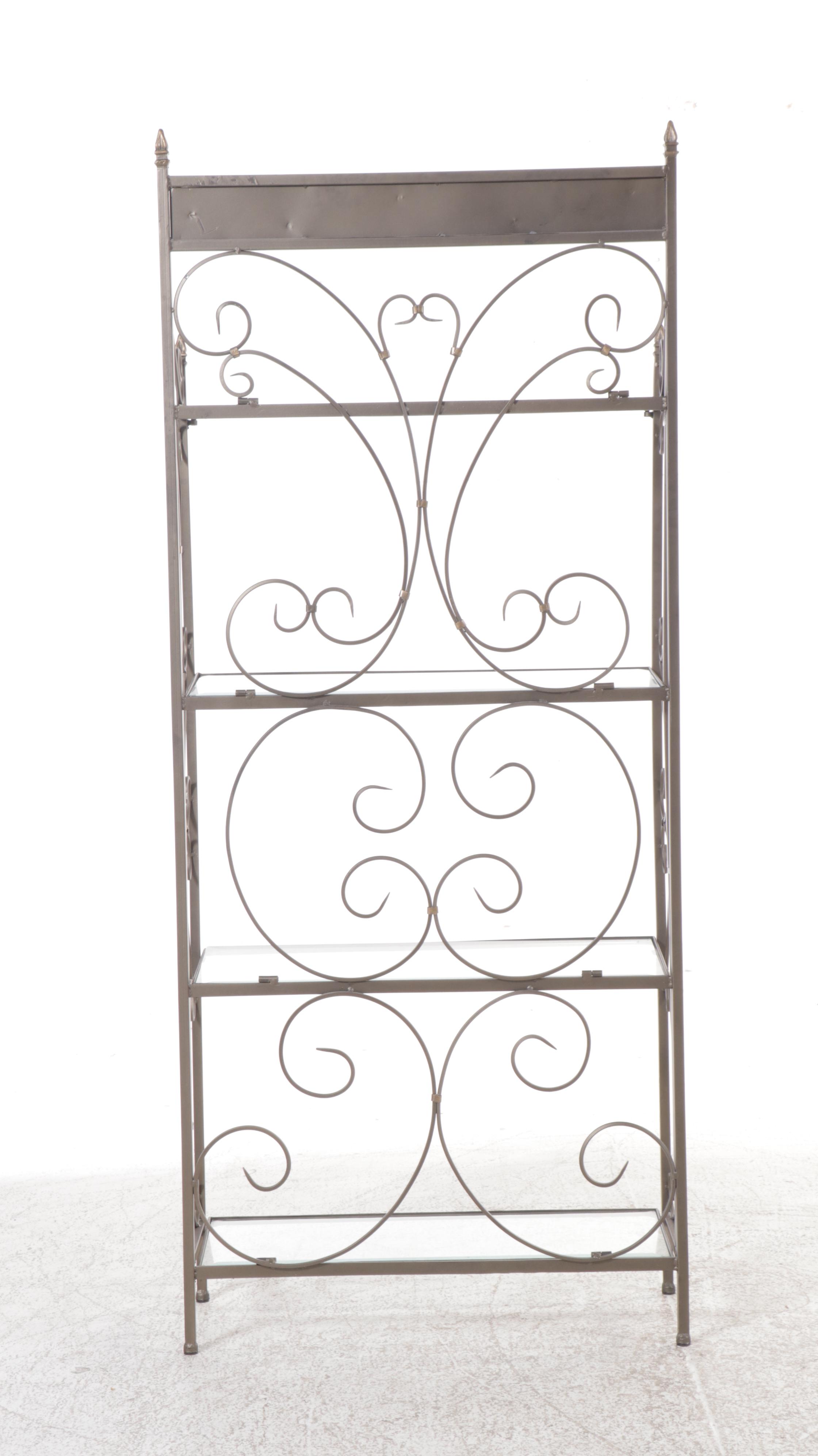 Metal Wall Unit with Glass Shelves