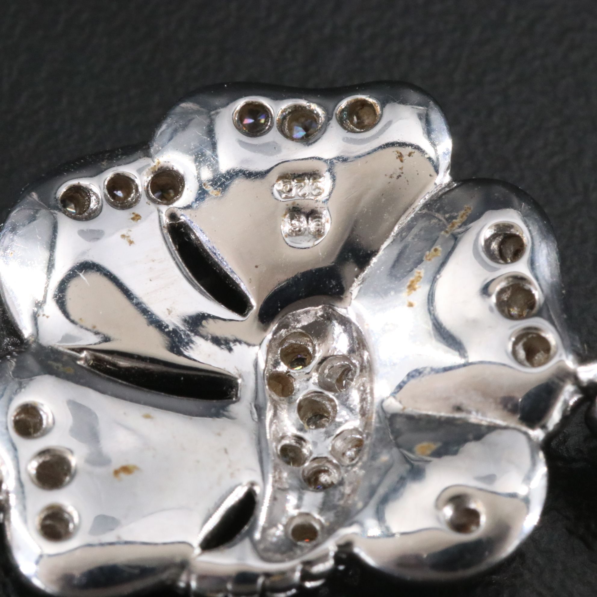 Sterling Enamel and CZ Hibiscus Flower Necklace