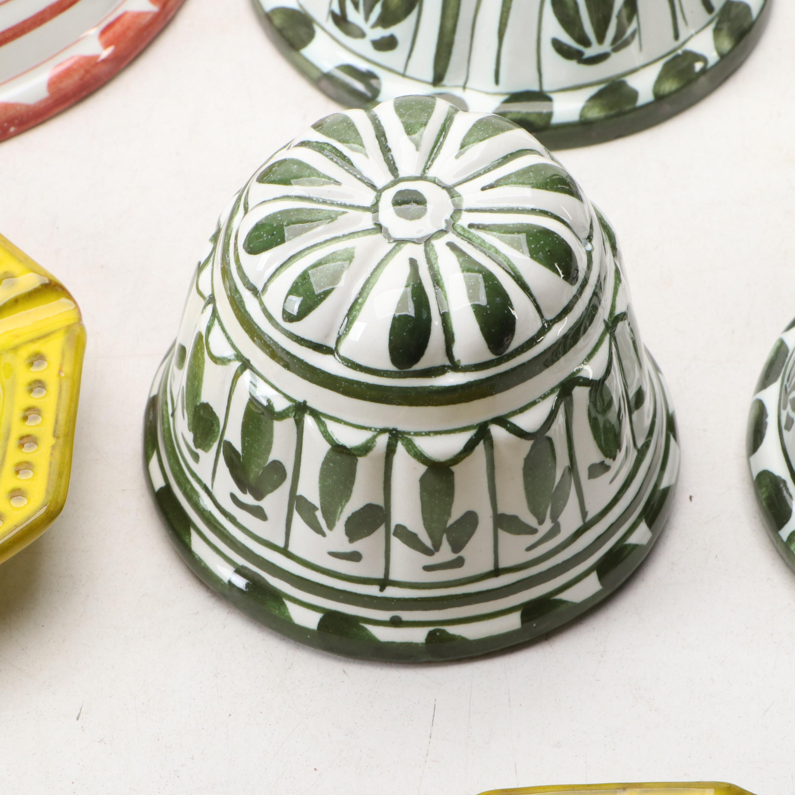 Bassano Majolica Cake Molds with Other Italian Ceramic Ashtrays