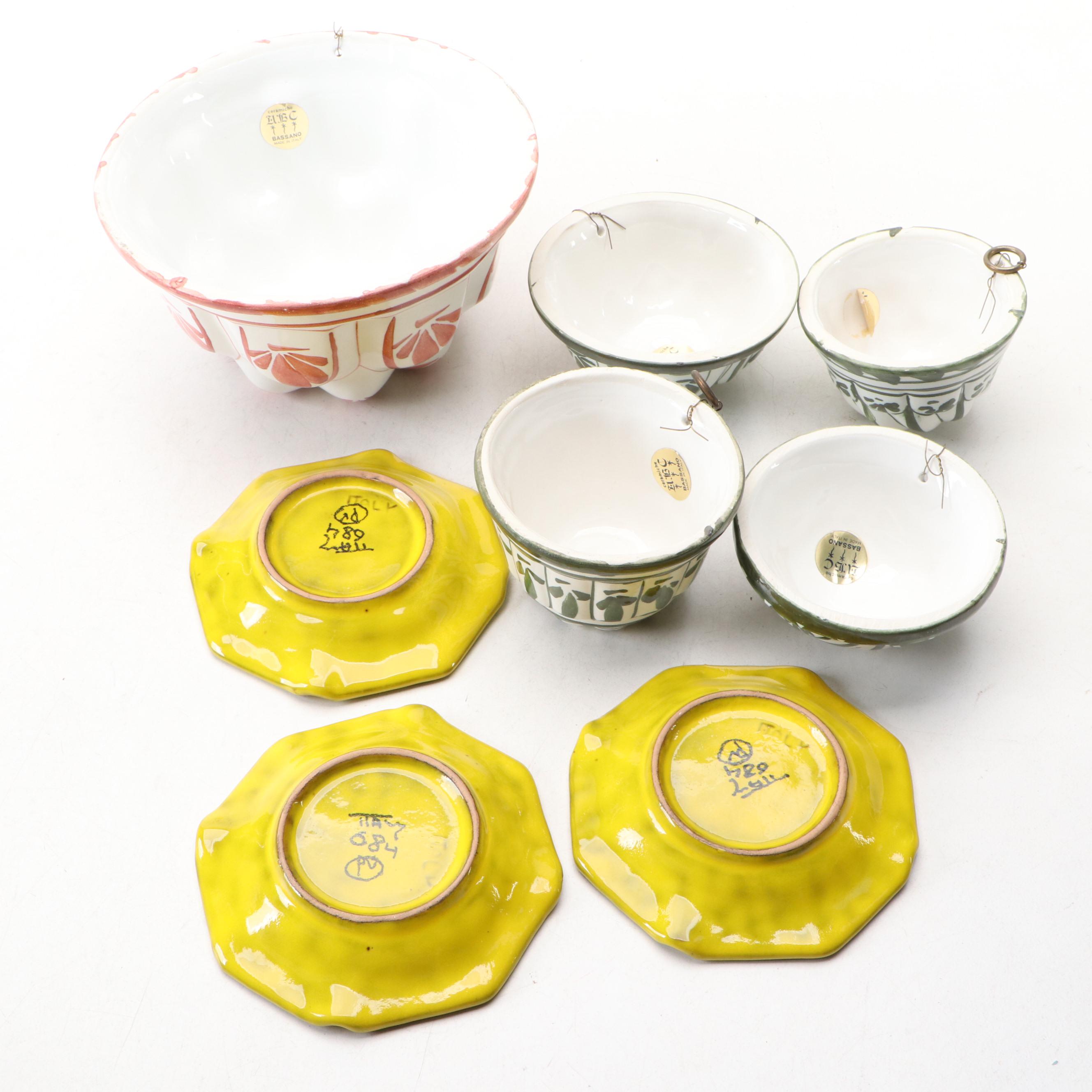 Bassano Majolica Cake Molds with Other Italian Ceramic Ashtrays