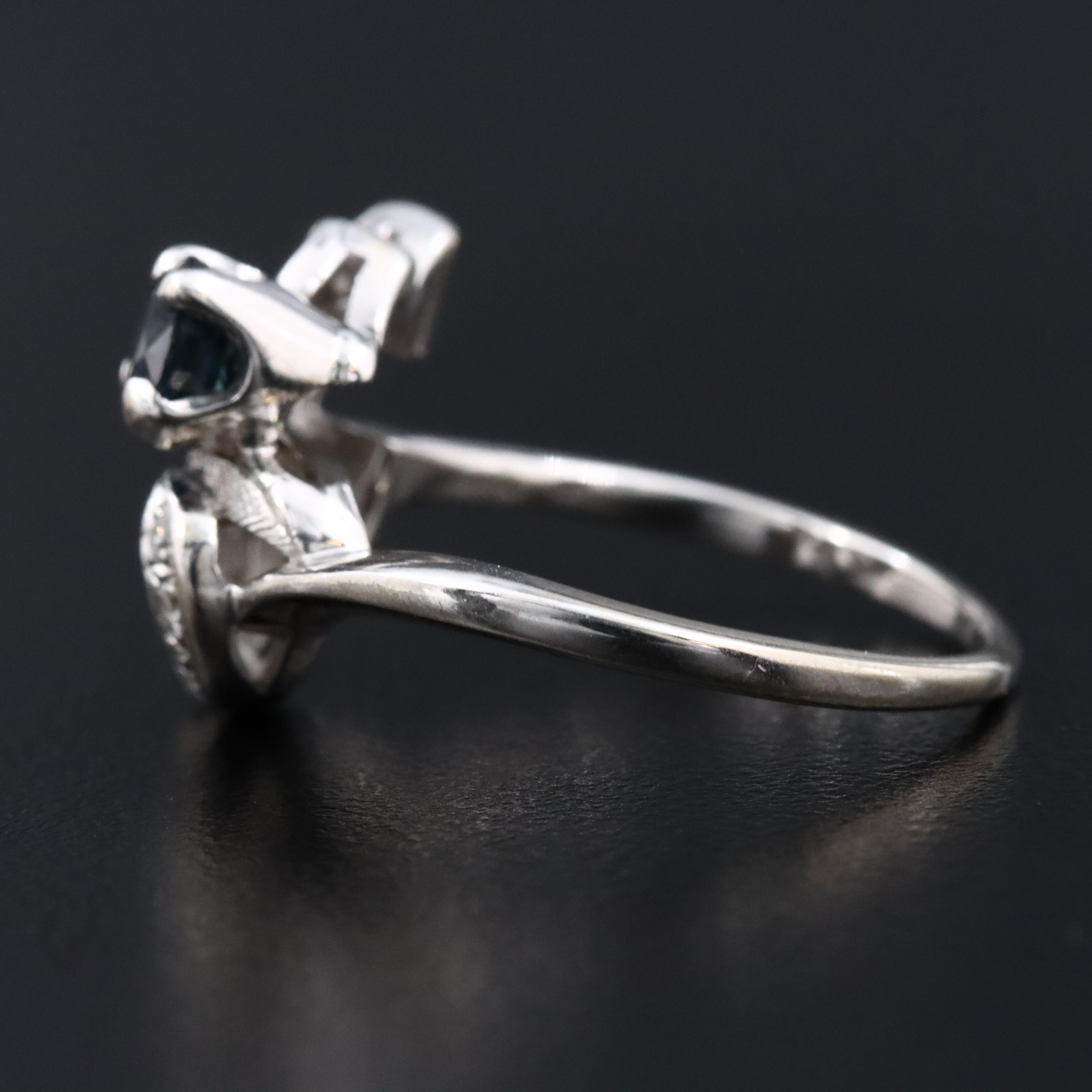 Vintage 14K Ribbon Sapphire and Diamond Ring