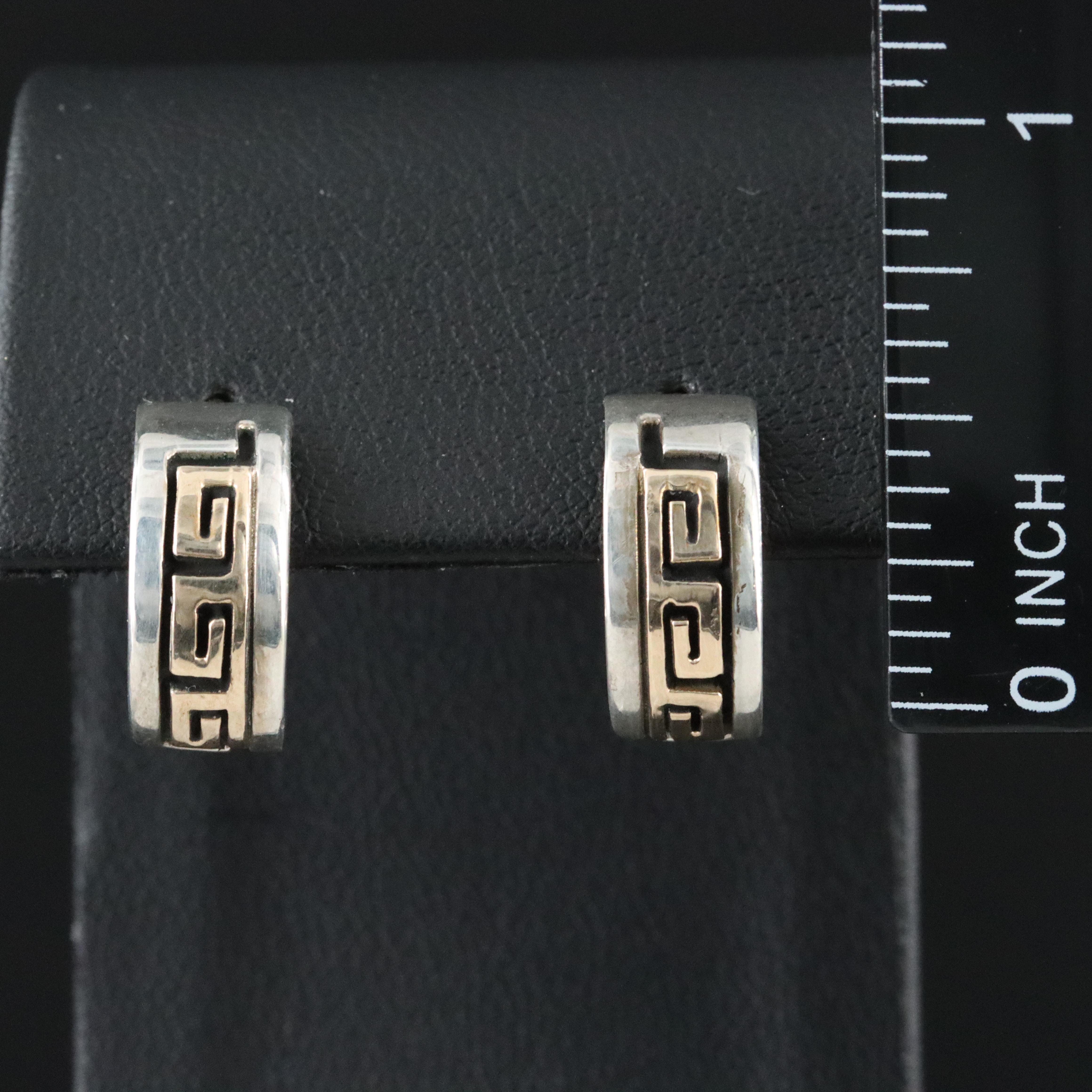 Peggy Skeets Navajo Diné Sterling Half Hoops with 14K Accent