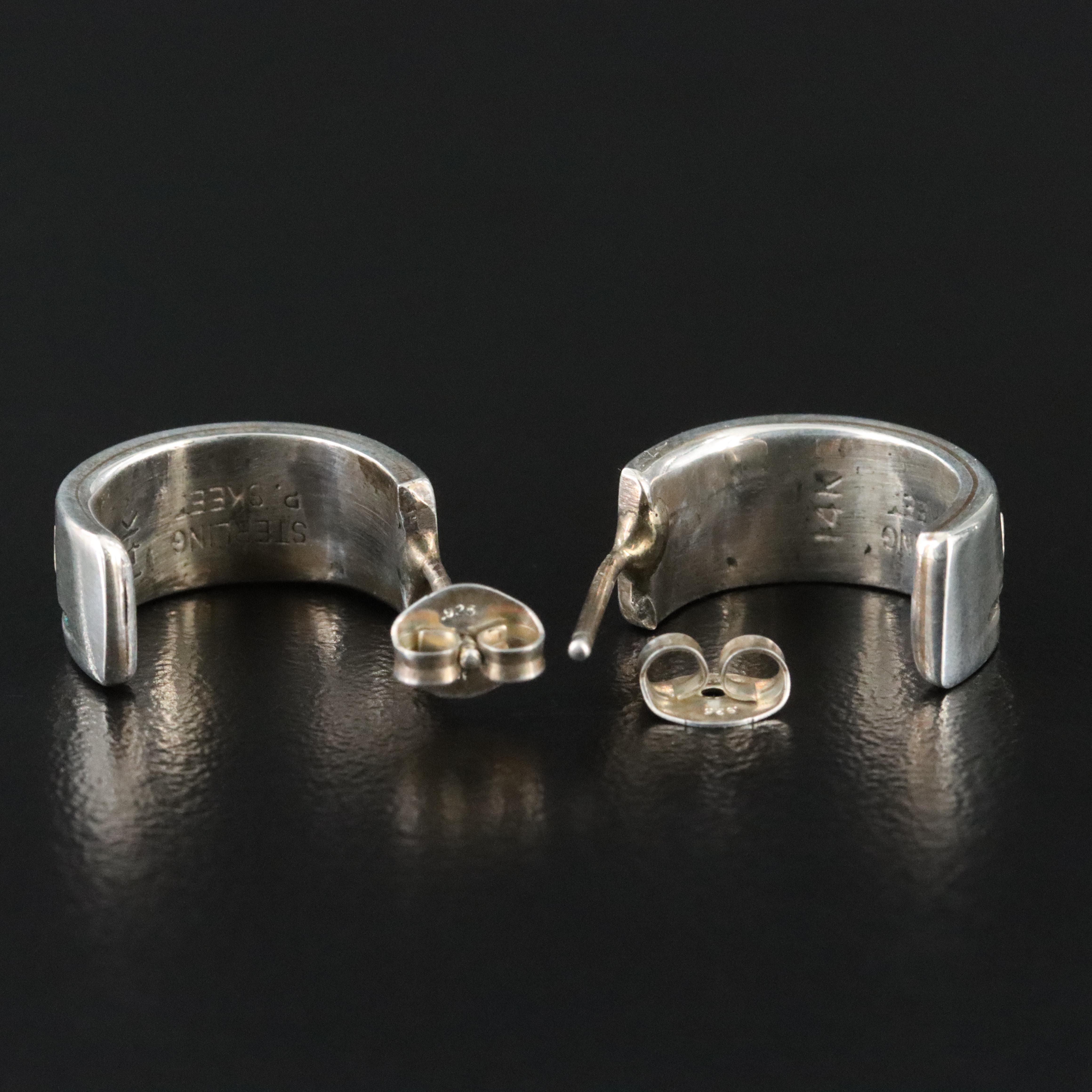 Peggy Skeets Navajo Diné Sterling Half Hoops with 14K Accent