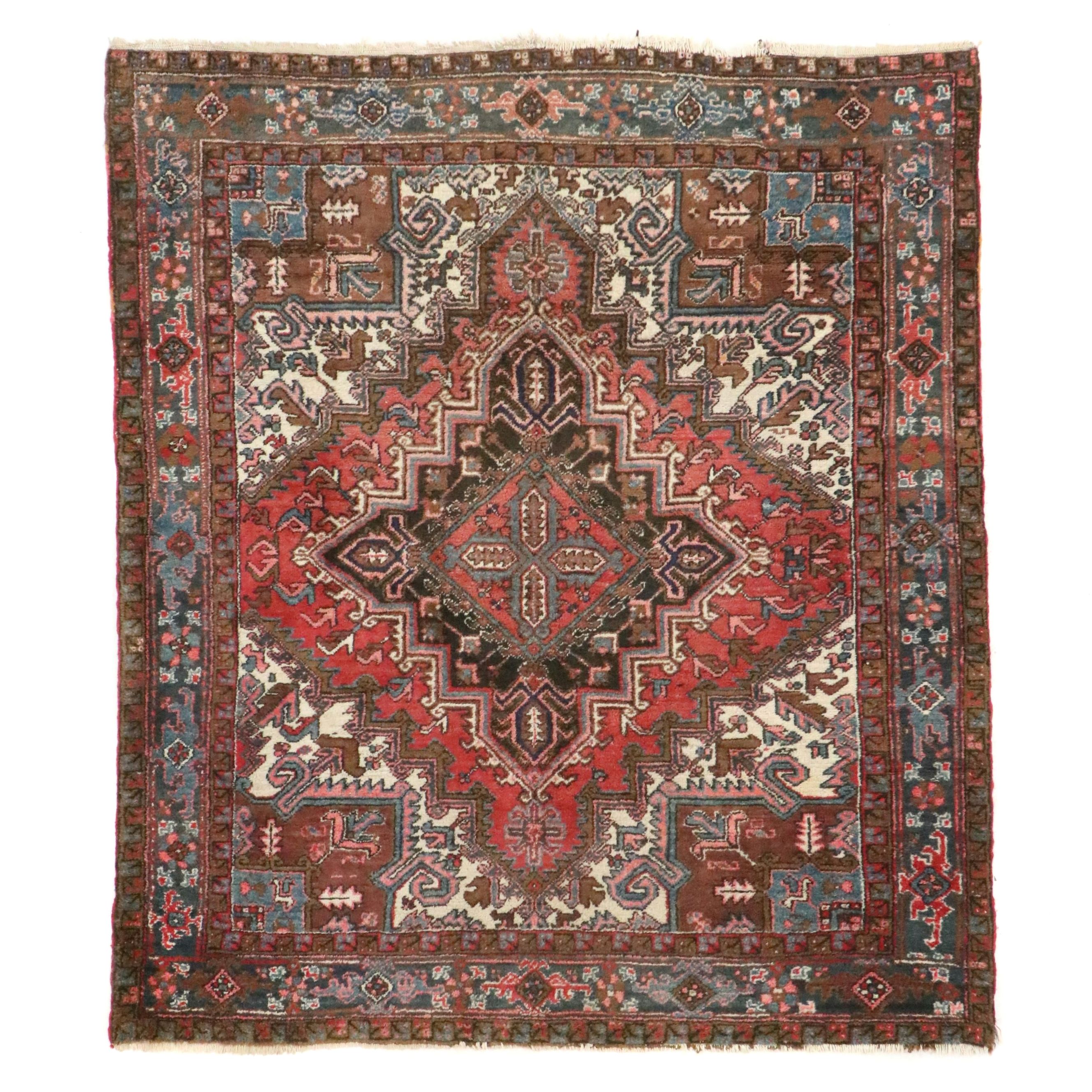 7'3 x 8'6 Hand-Knotted Persian Heriz Area Rug