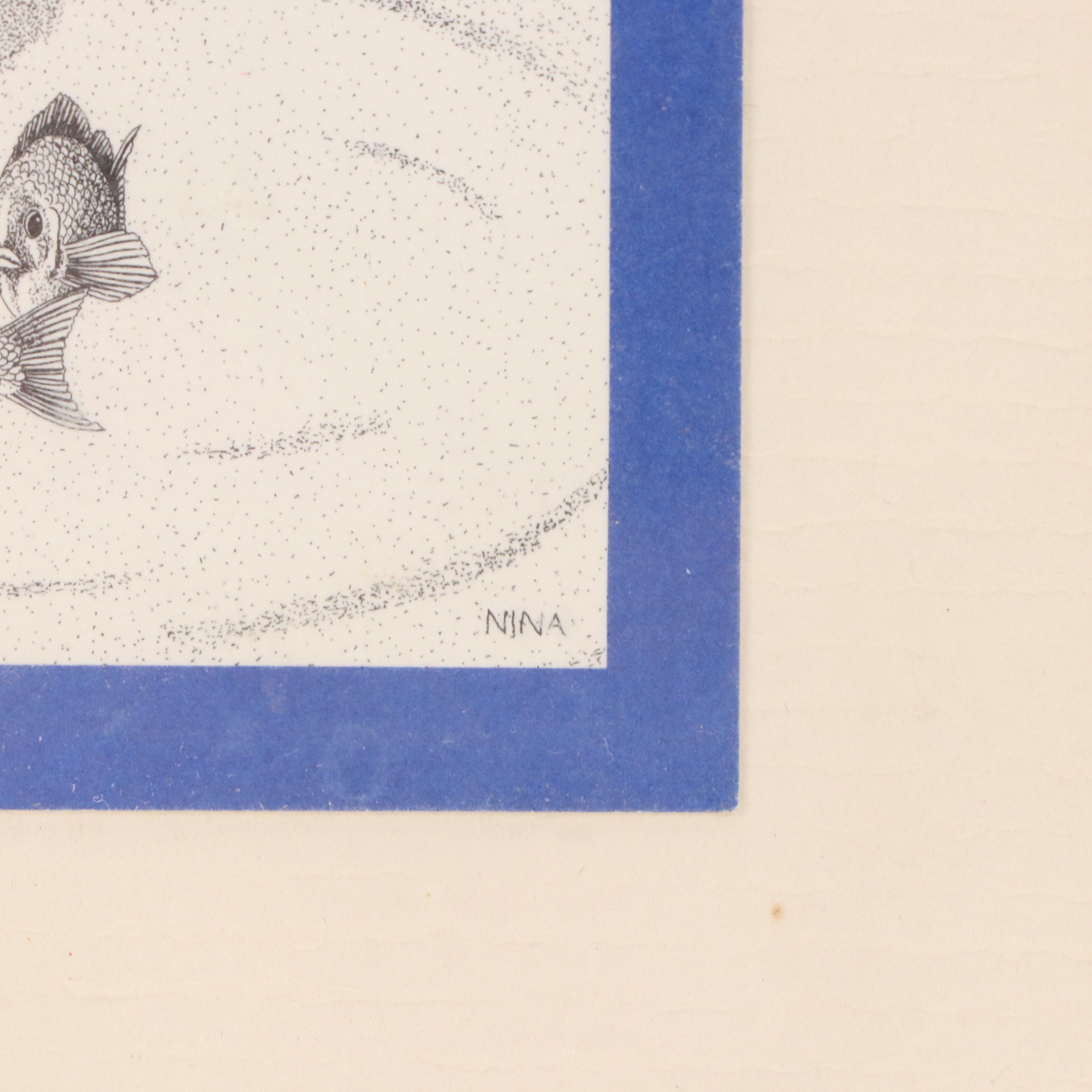 Lithograph Illustration of Arctic Wildlife, Late 20th Century