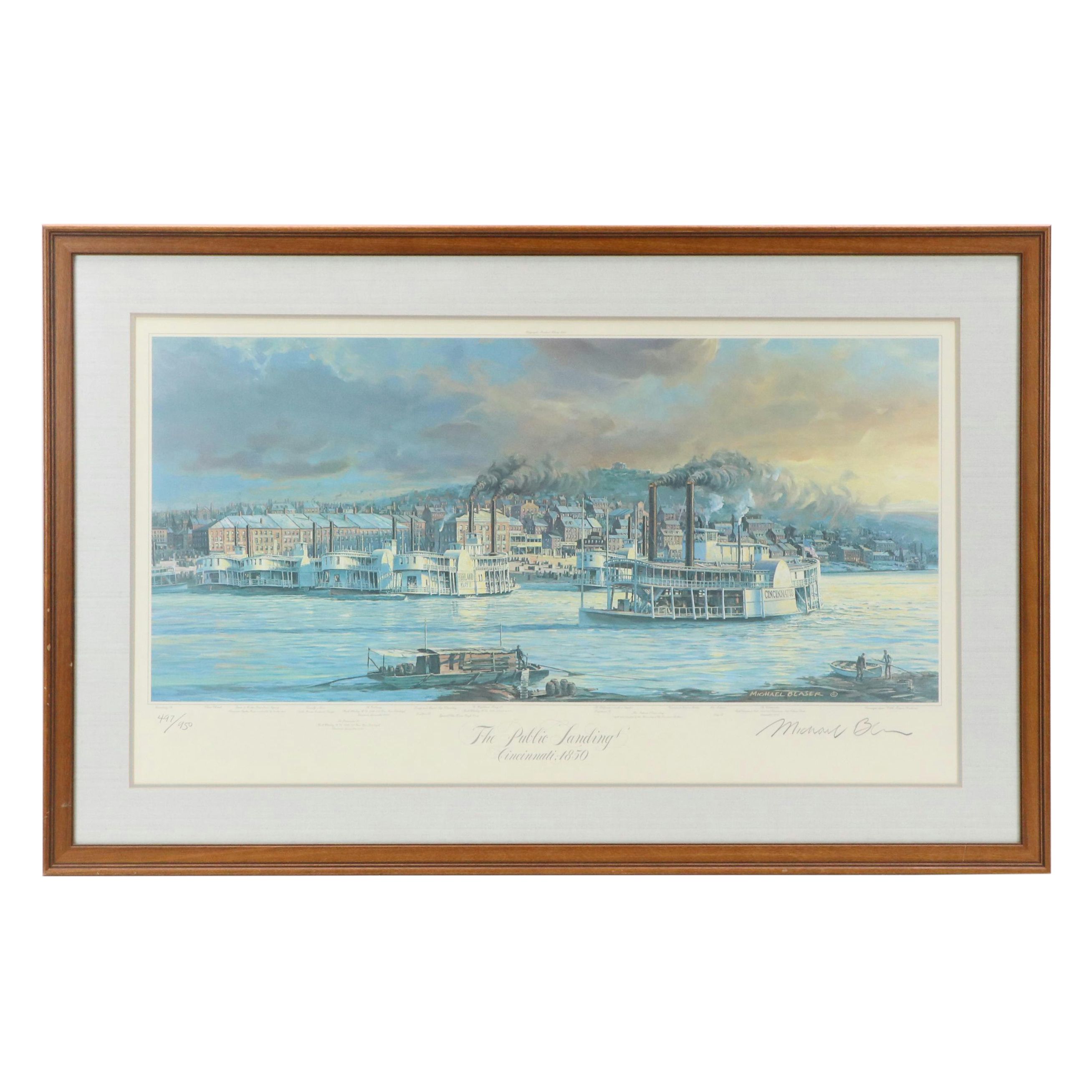 Michael Blaser Offset Lithograph "The Public Landing," 1991