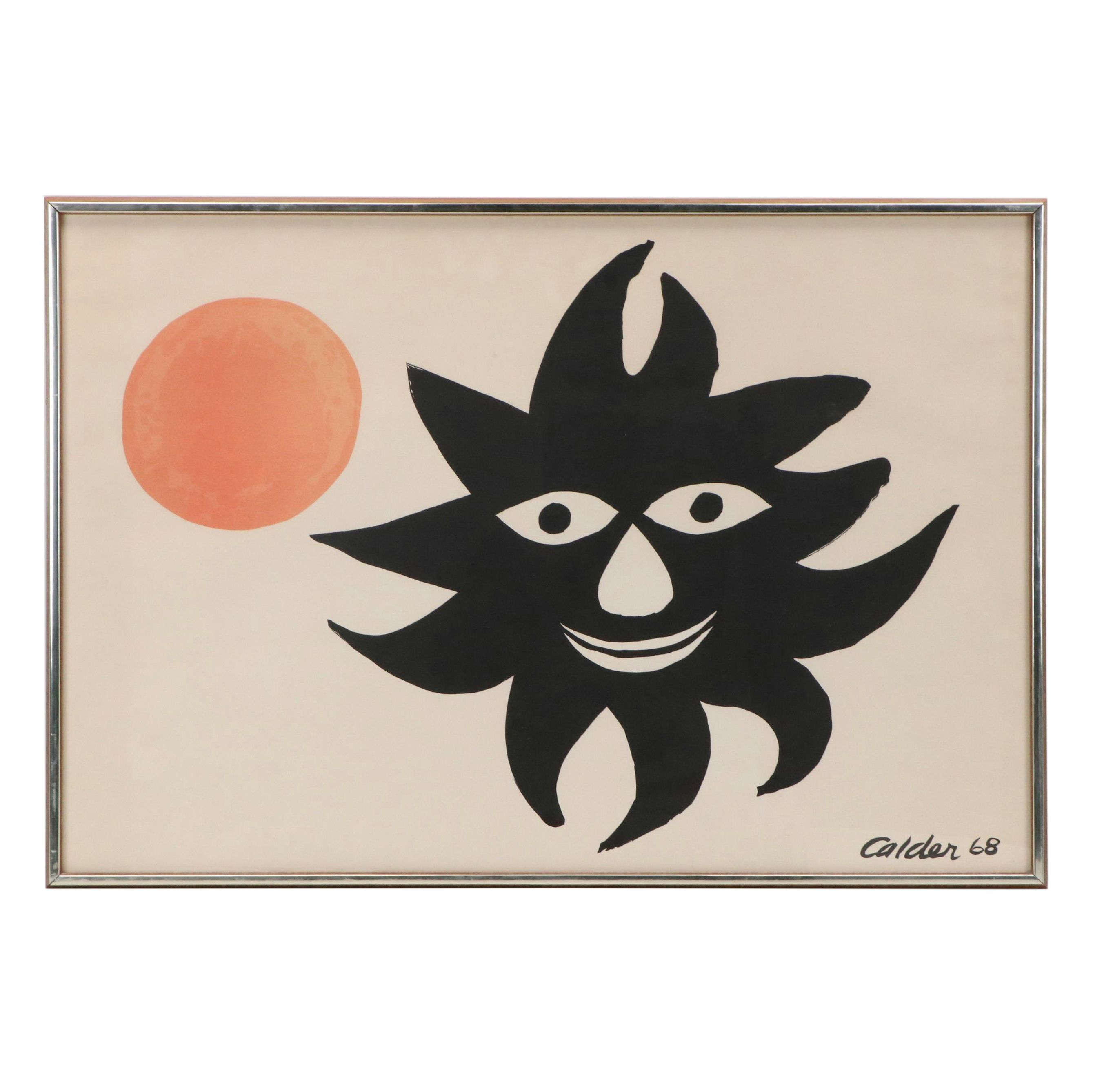 Alexander Calder Color Lithograph "Red Sun," Circa 1968