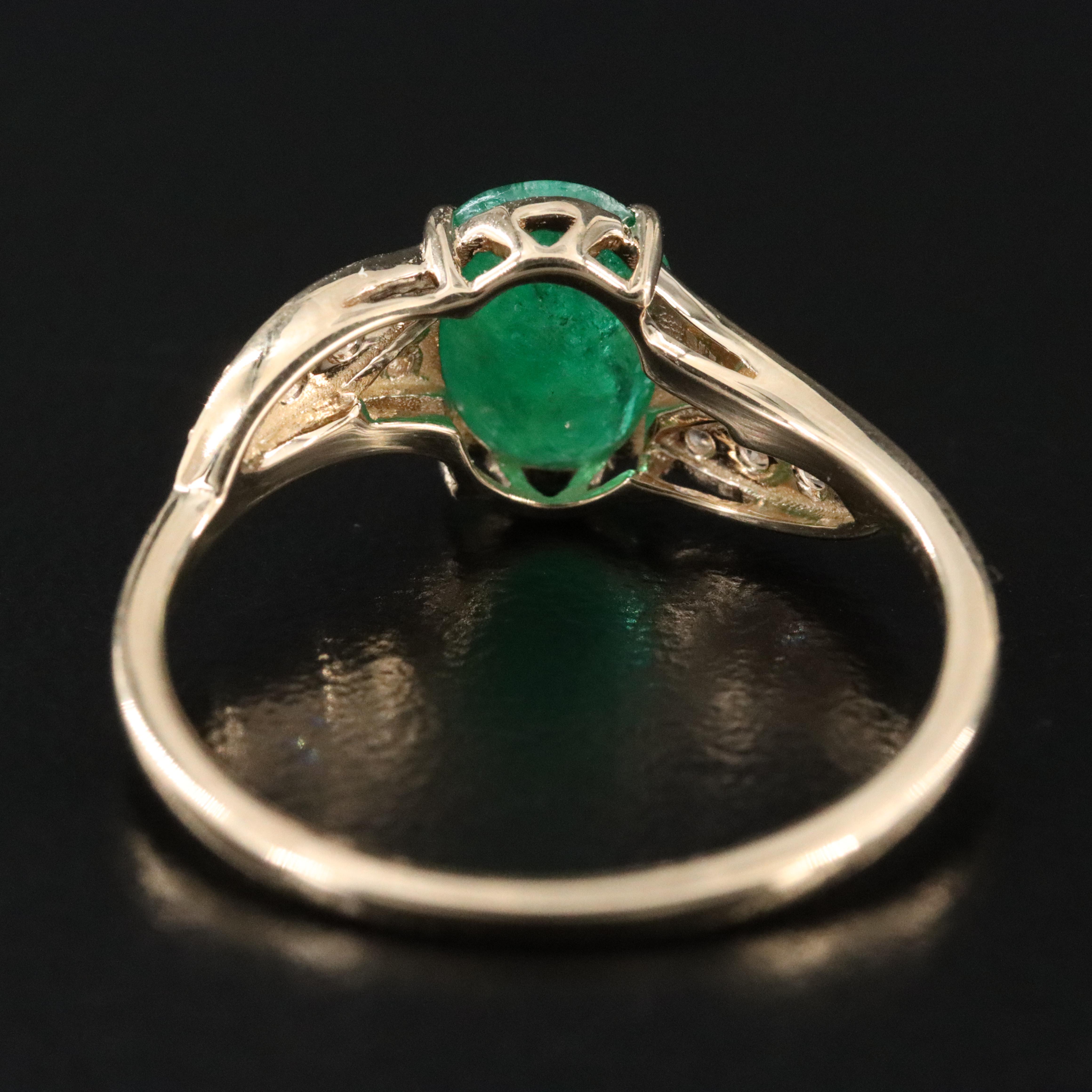 14K Emerald and White Topaz Ring
