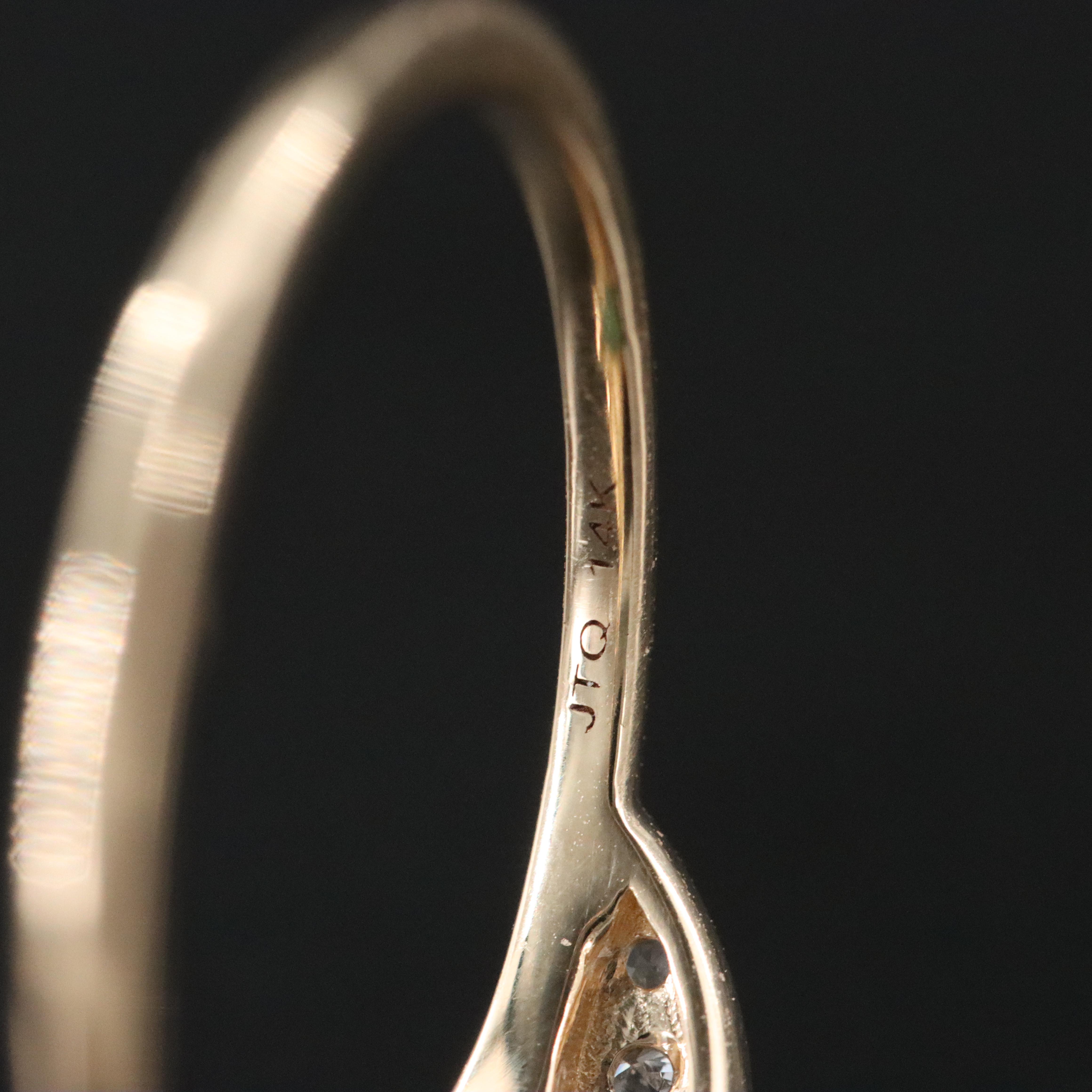 14K Emerald and White Topaz Ring