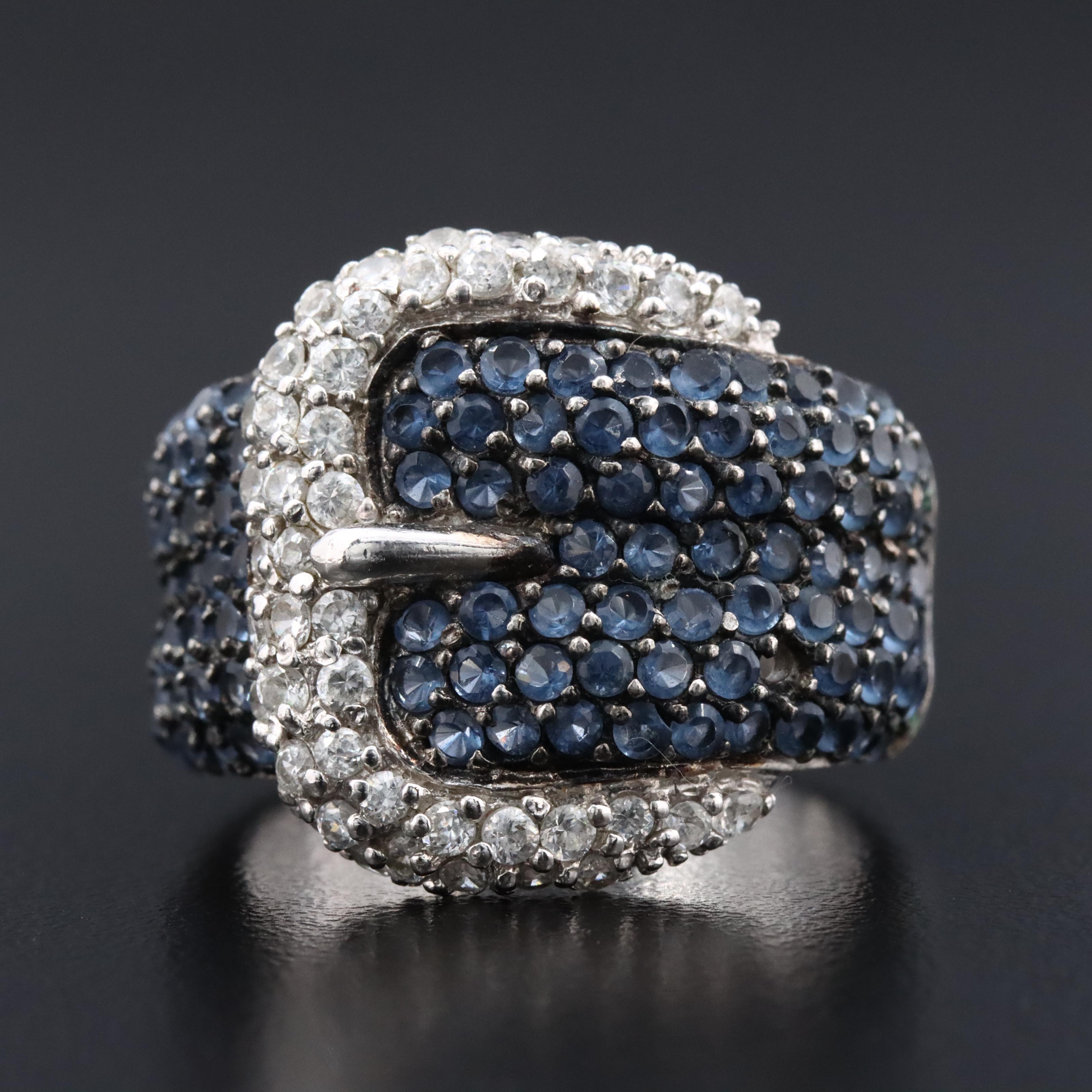 Sterling Rhinestone Buckle Ring