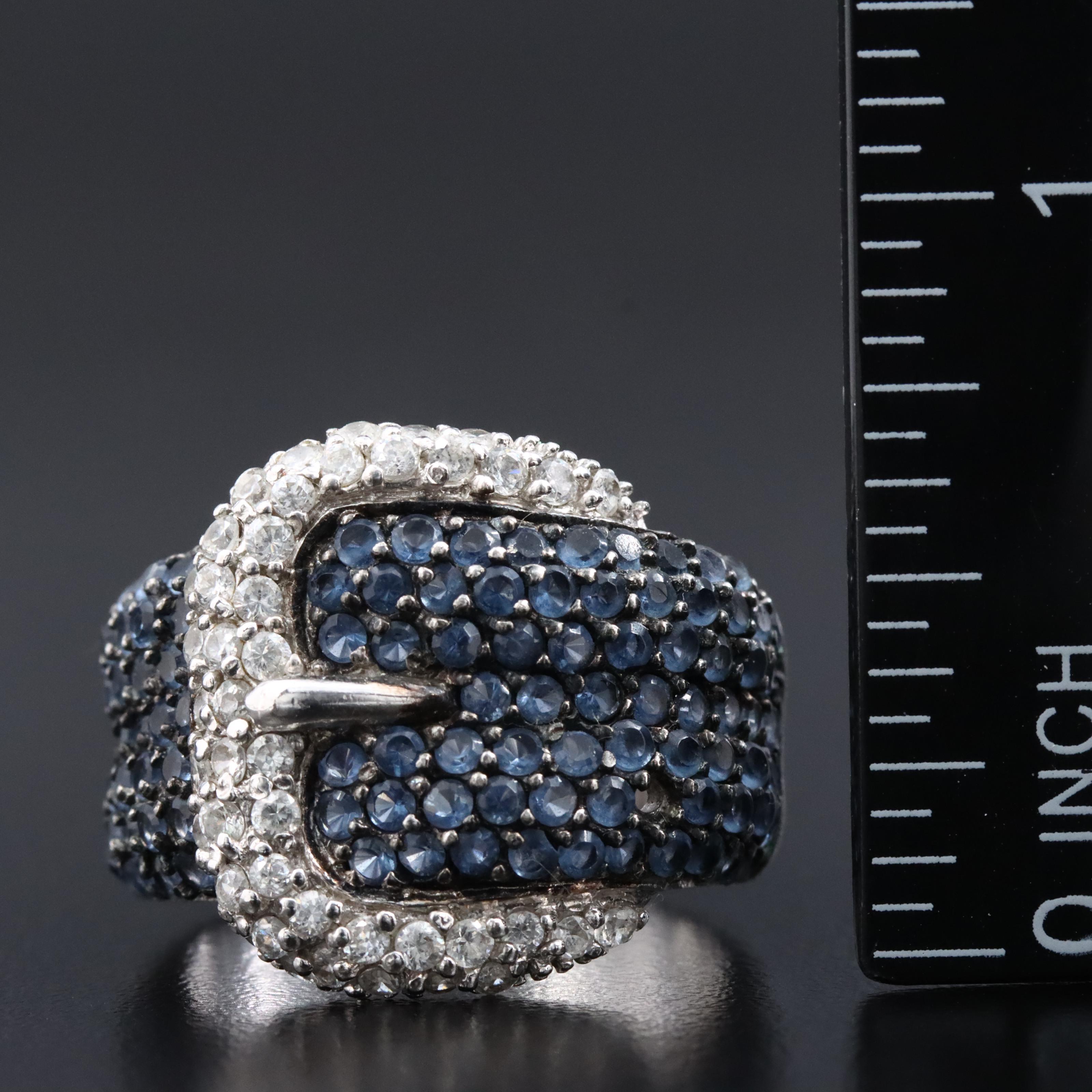 Sterling Rhinestone Buckle Ring