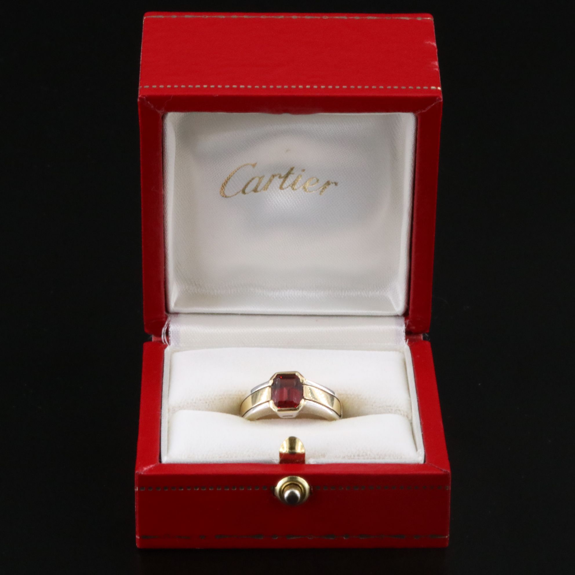 Cartier Sterling, 18K and Garnet Ring Vintage