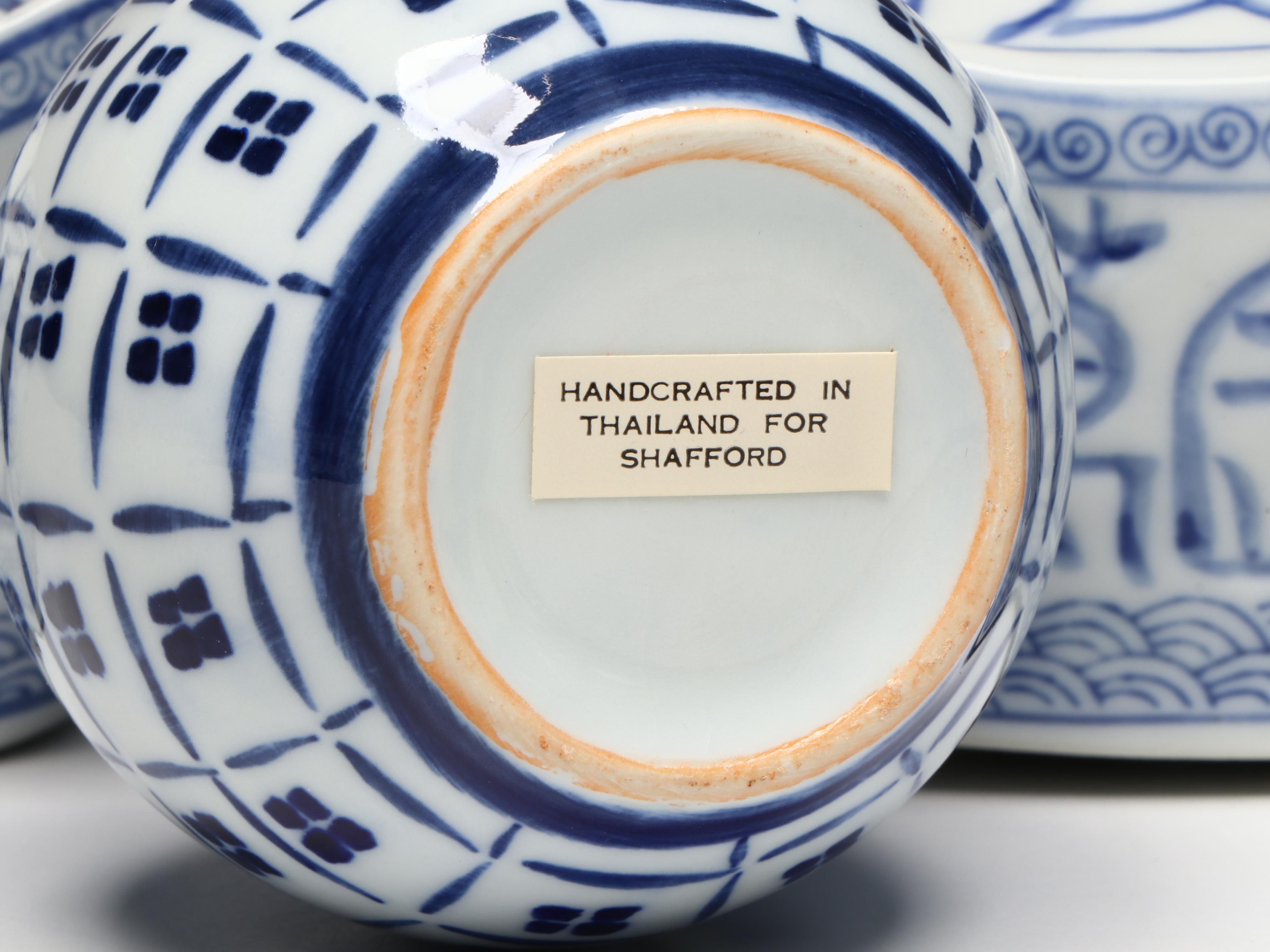 Chinese Blue and White Rice Porcelain Teacups with Other Blue and White Décor