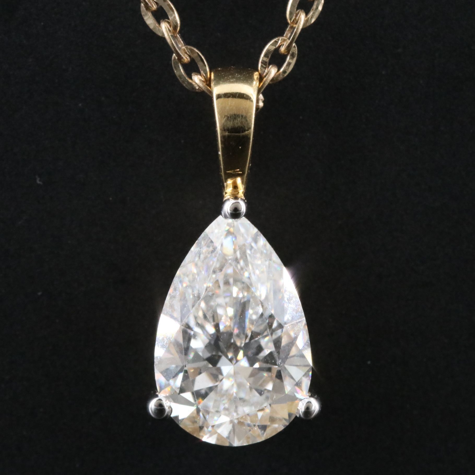 14K 1.70 CT Lab Grown Diamond Solitaire Pendant Necklace with IGI Report