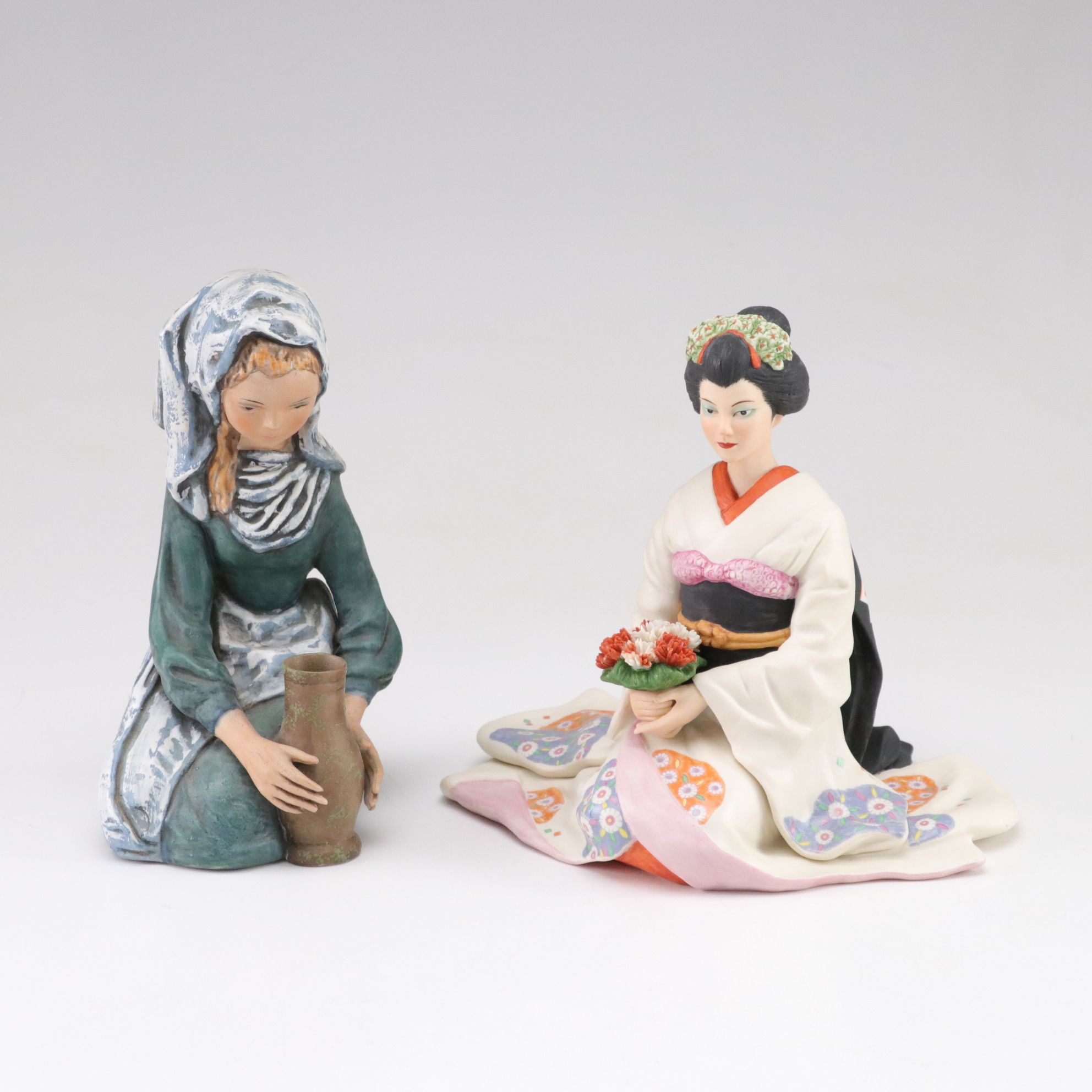 Japanese Porcelain Figurines Featuring "Flower Princess" by Irene Spencer