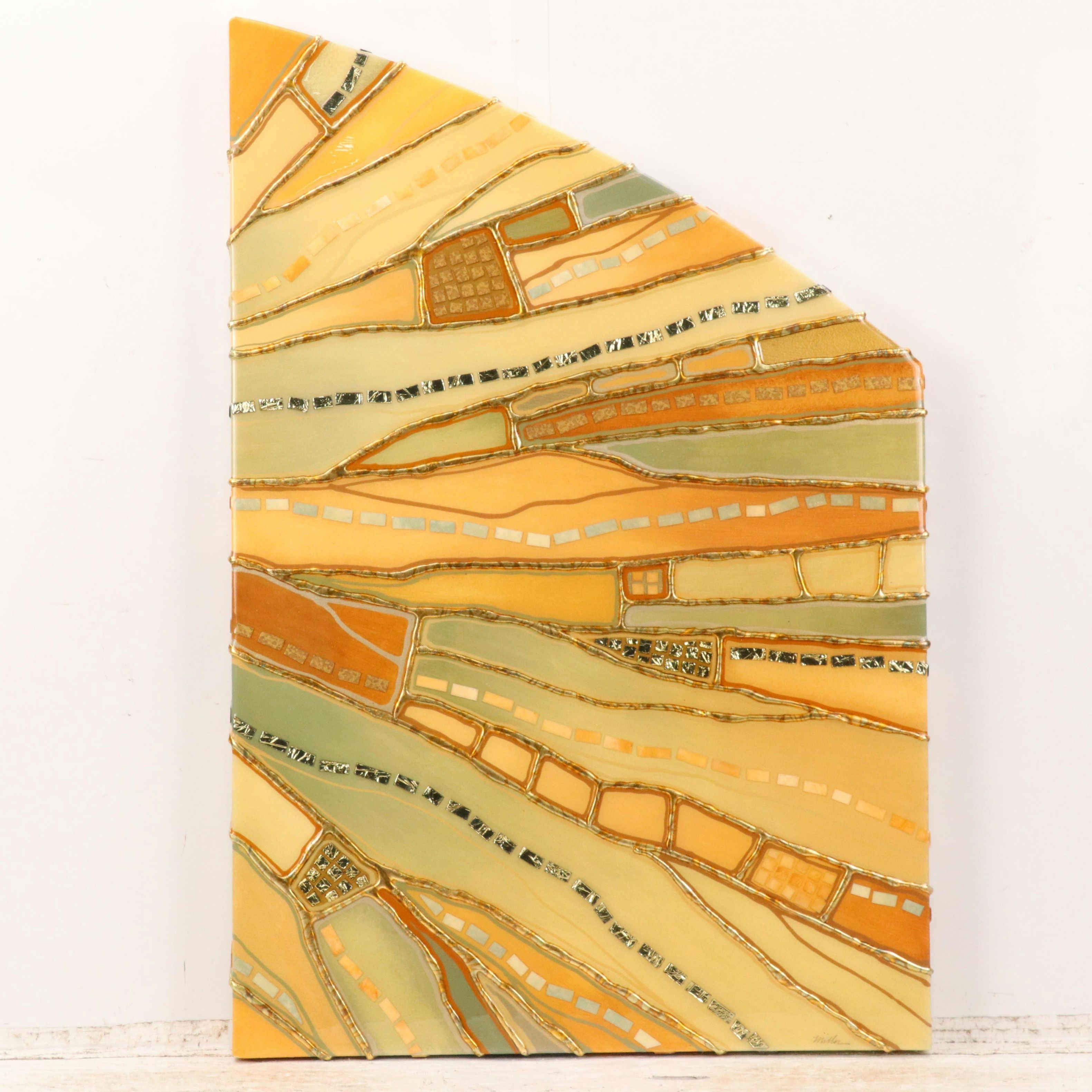 Abstract Expressionistic Style Mixed Media Painting Triptych "Focal Point"