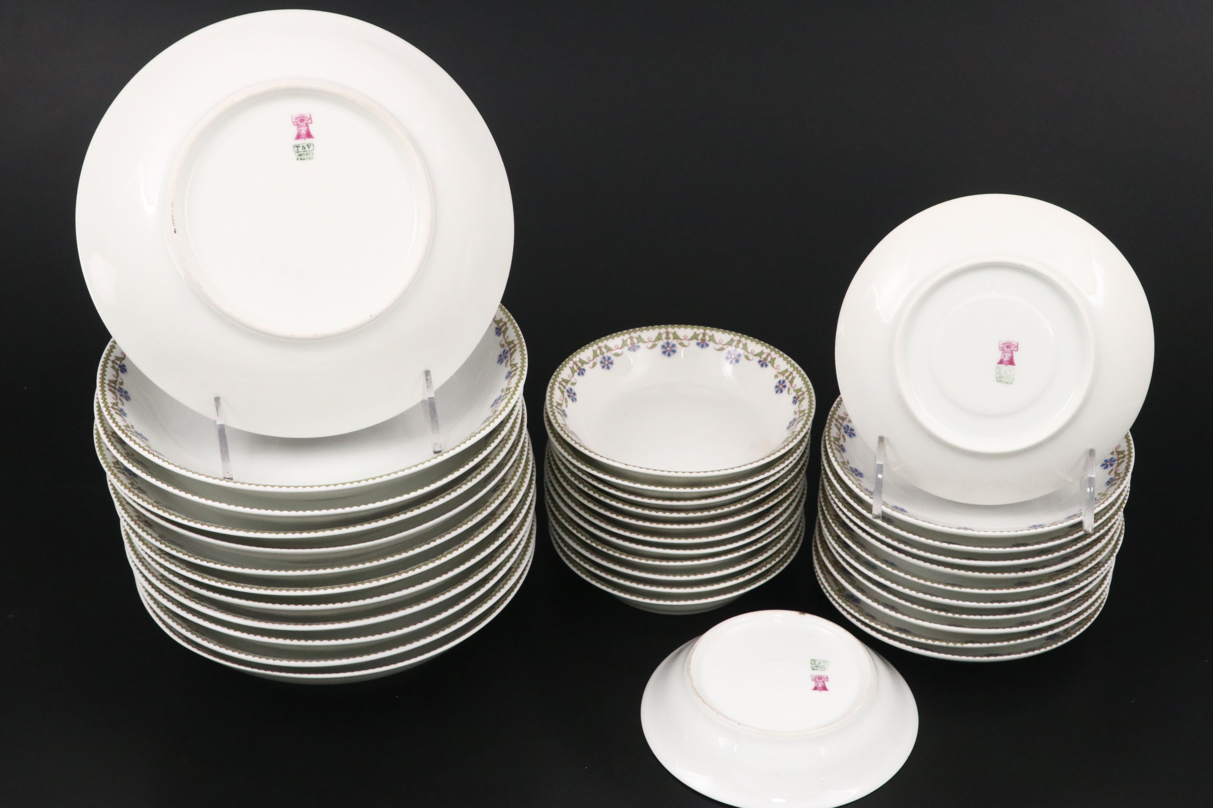 Tressemanes & Vogt Limoges Porcelain Dinnerware, Late 19th/ Early 20th Century