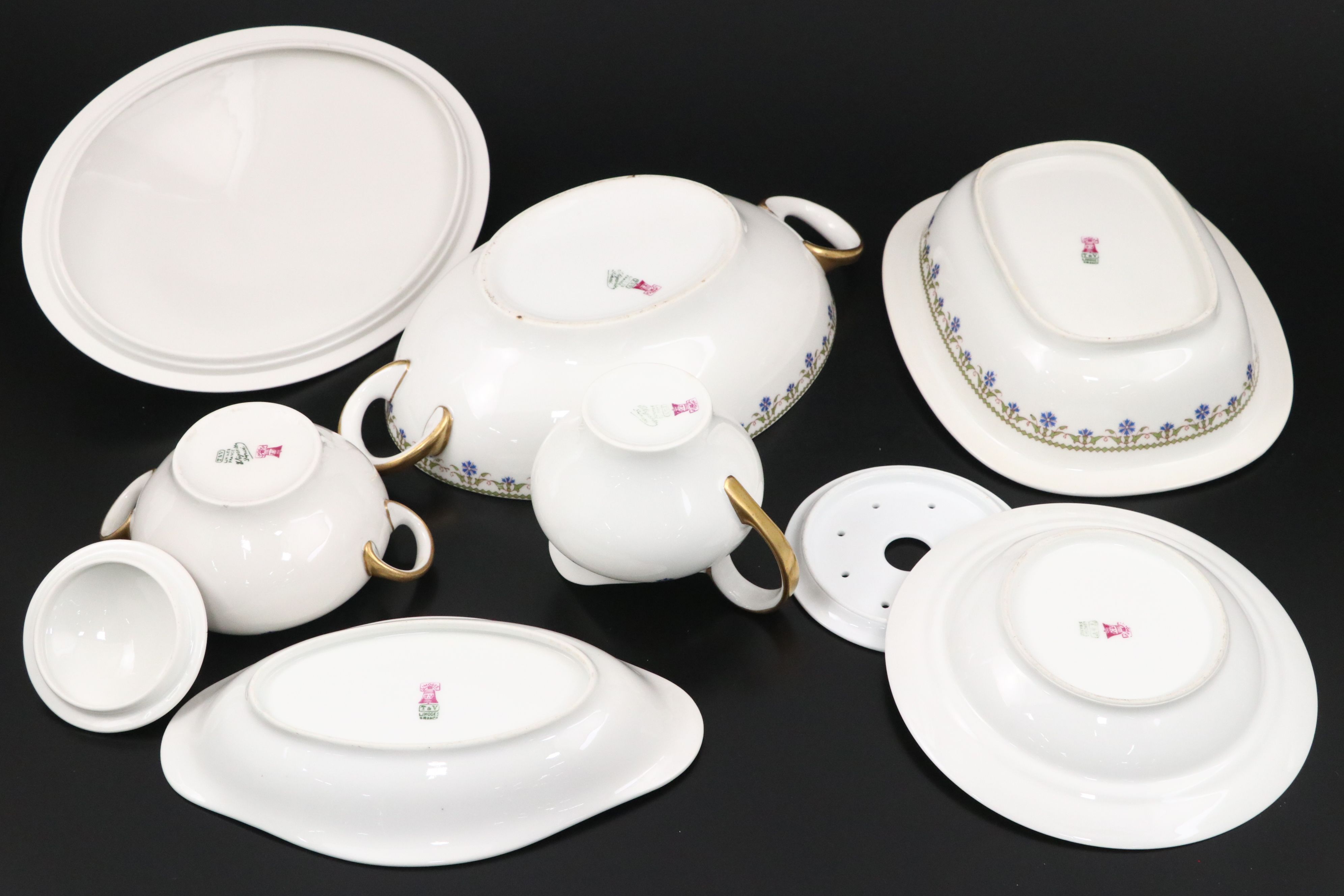 Tressemanes & Vogt Limoges Porcelain Dinnerware, Late 19th/ Early 20th Century