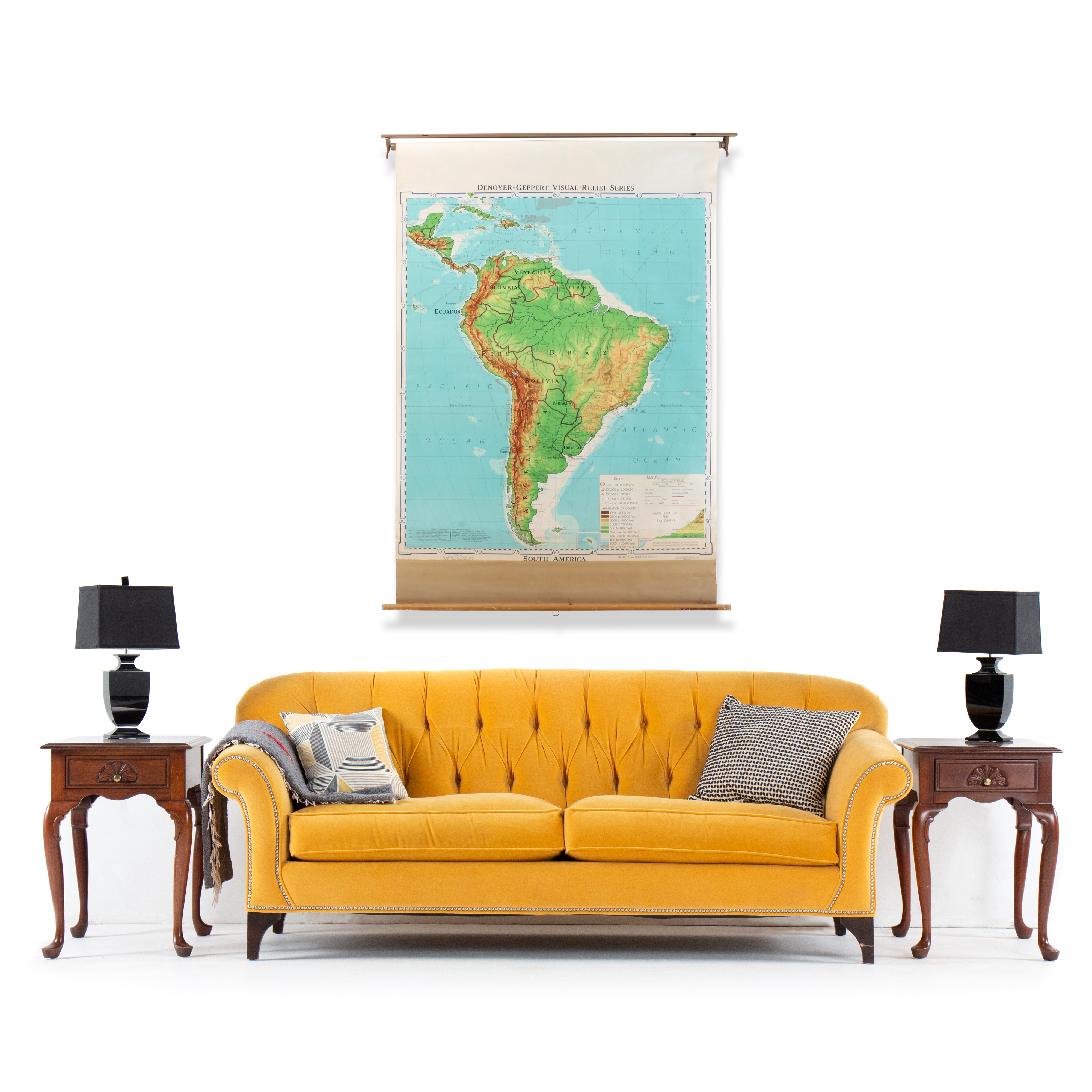 Denoyer-Geppert Co. South America Visual Relief Pull Down Map