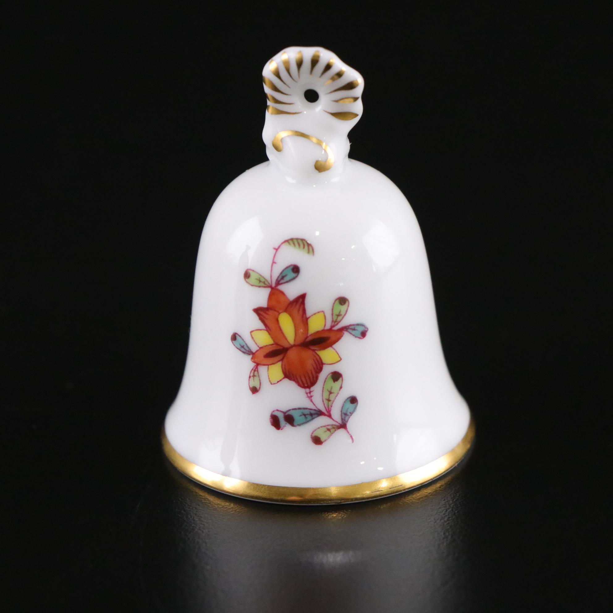 Herend Porcelain Bell and Wedgwood "Clementine" Bone China Bud Vase