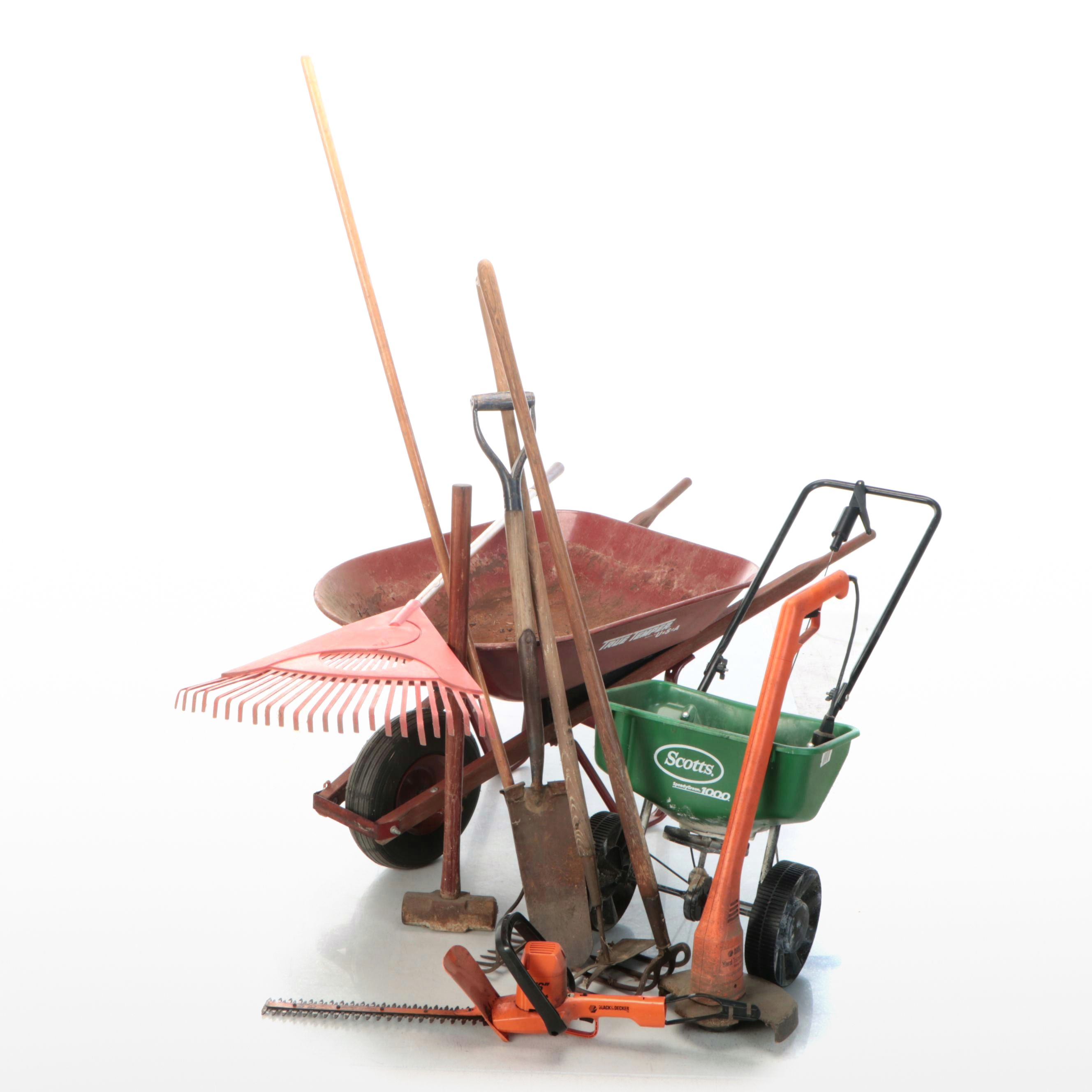 Black+Decker Hedge Trimmer, True Temper Wheelbarrow, and More Lawn Tools