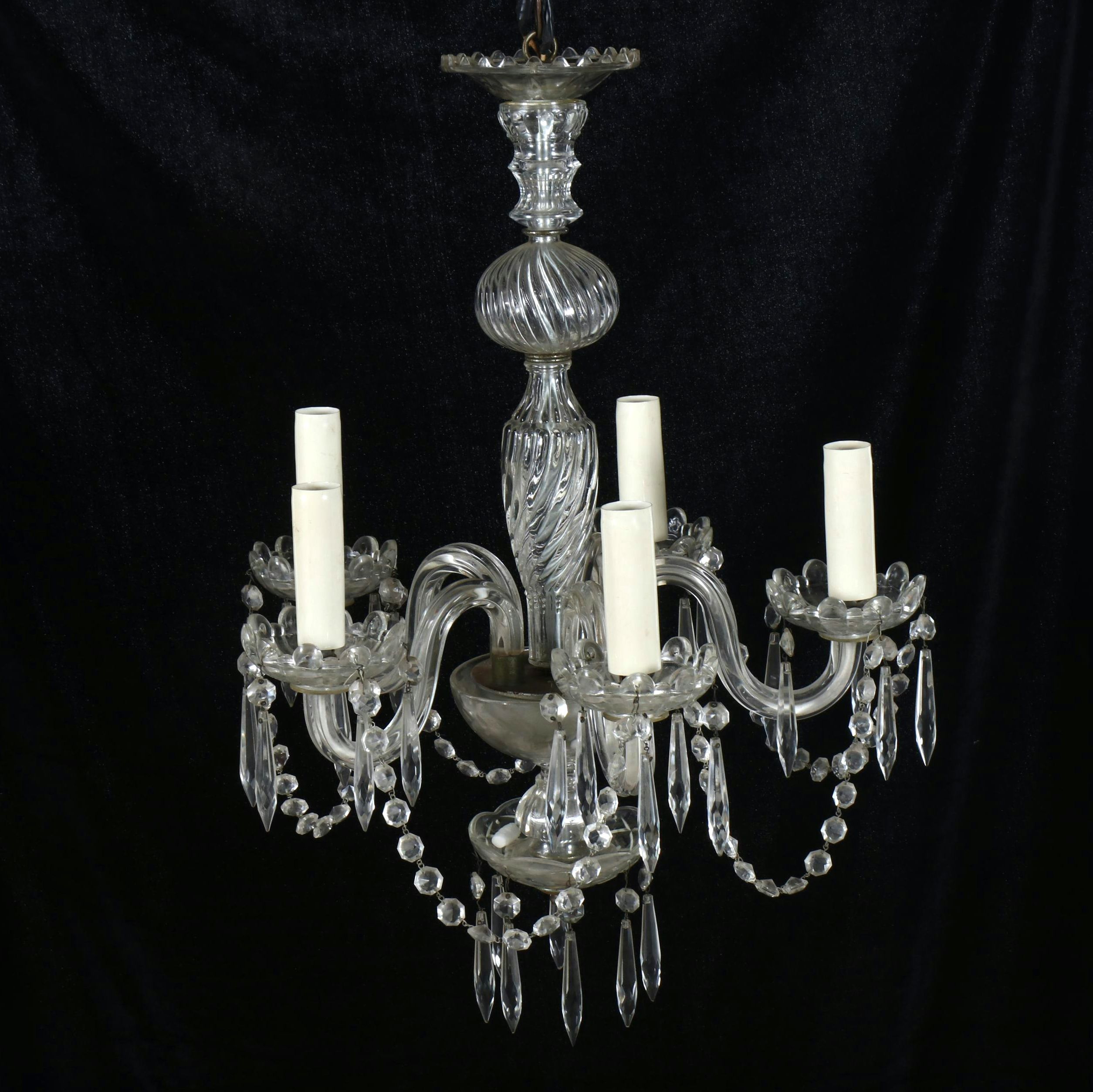 Neoclassical Glass Five-Arm Chandelier