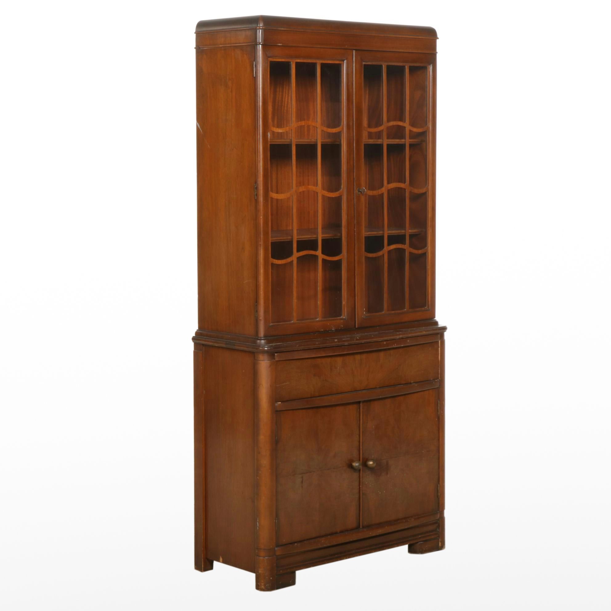 Huntley Furniture Art Deco Mahogany China Cabinet, Mid-20th Century