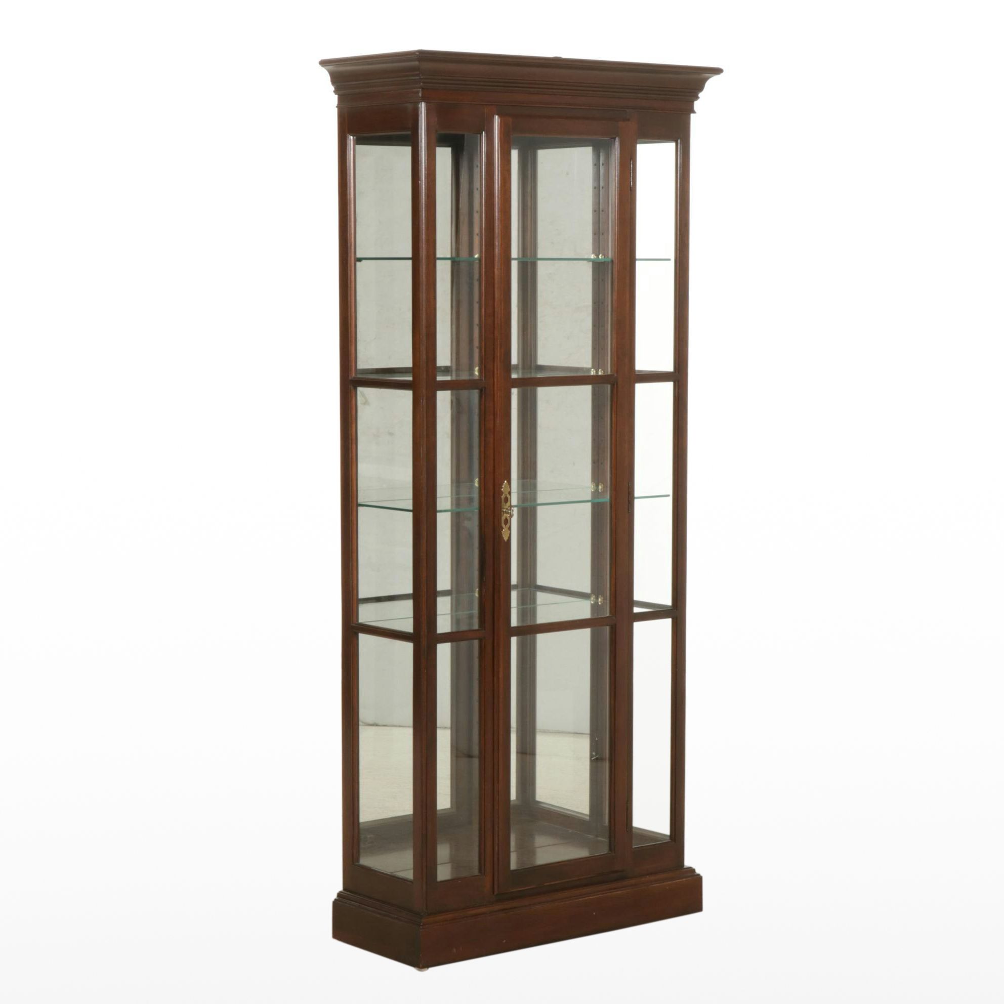 Ethan Allen Cherry Illuminated Curio Cabinet