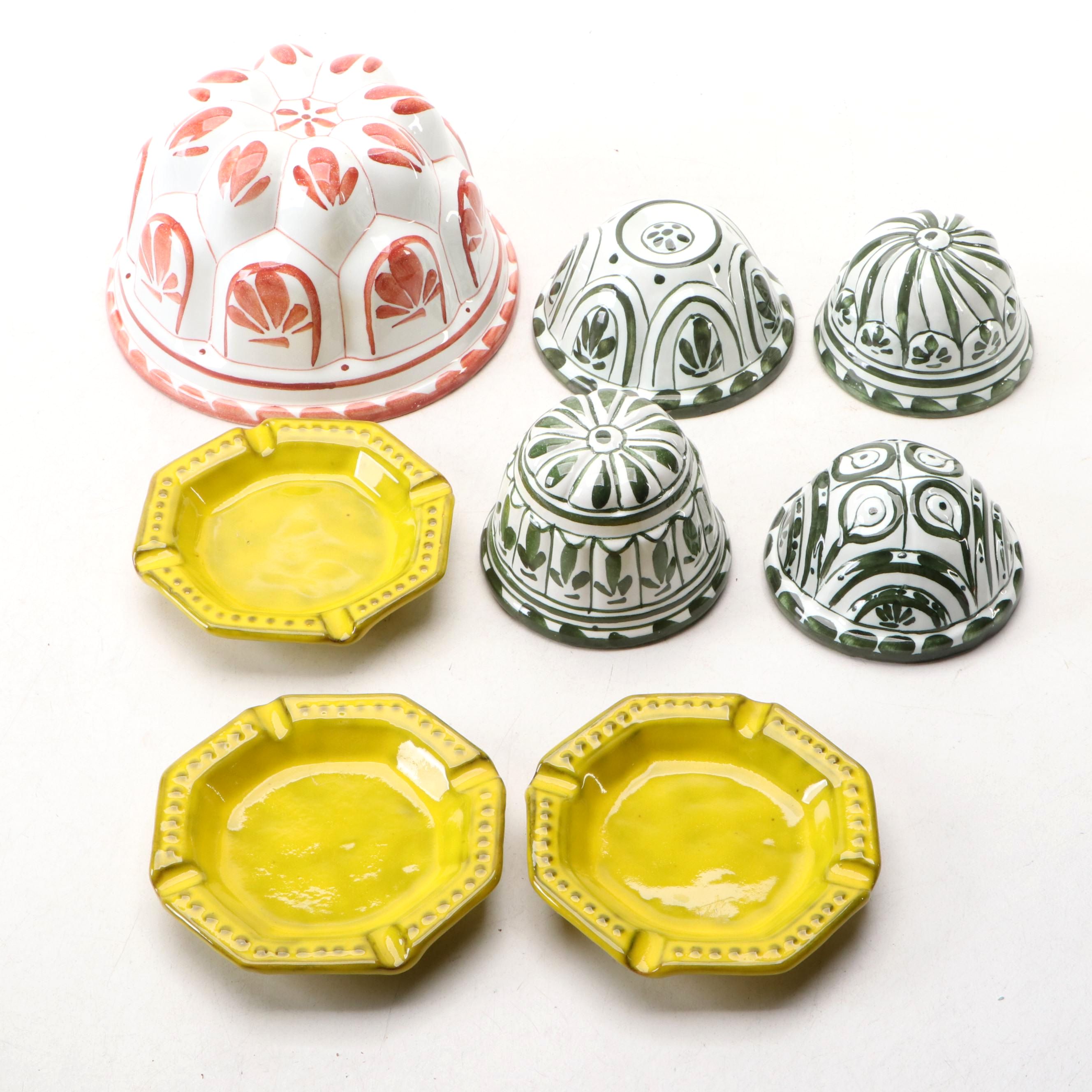 Bassano Majolica Cake Molds with Other Italian Ceramic Ashtrays