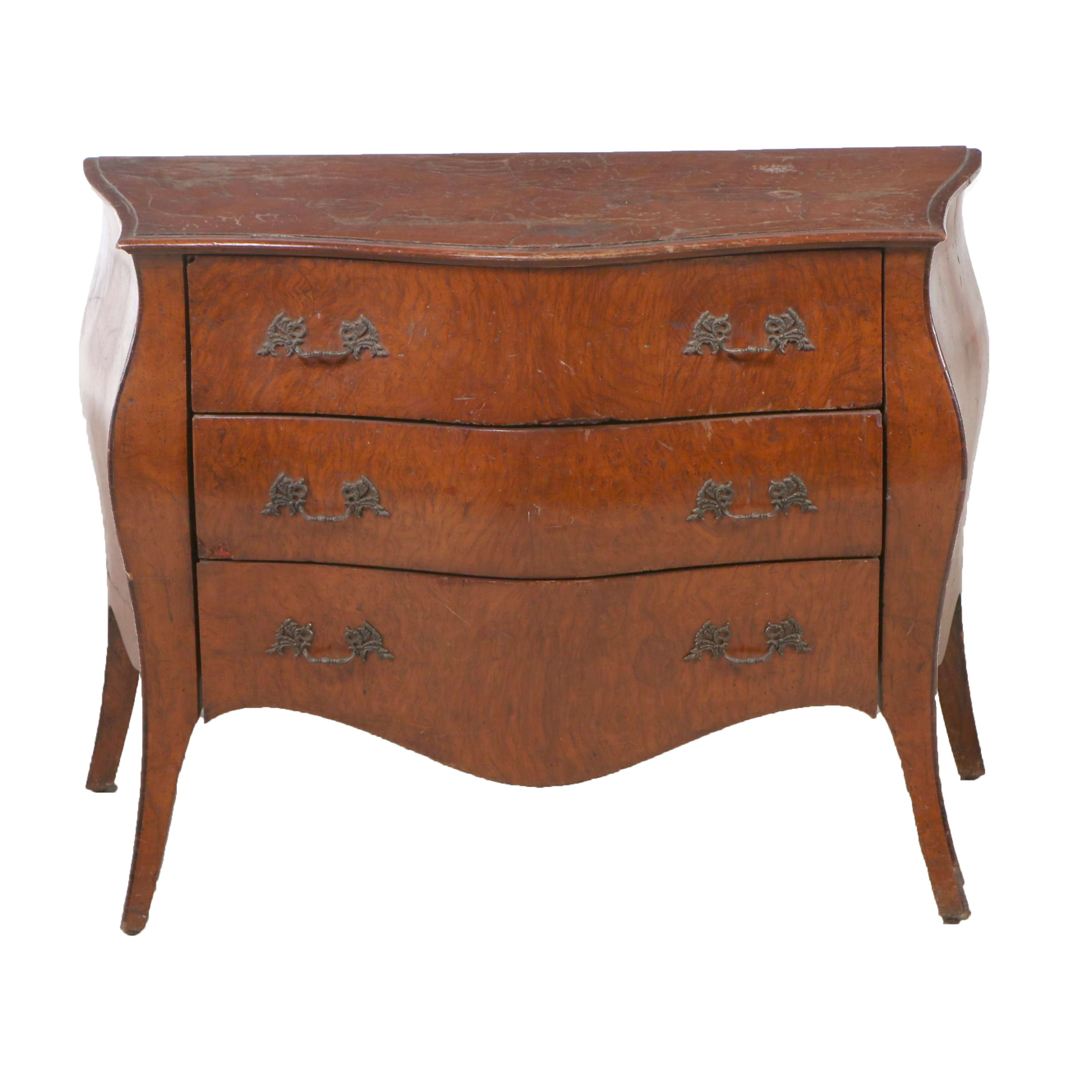 Dutch Baroque Style Burled Wood Bombe Chest