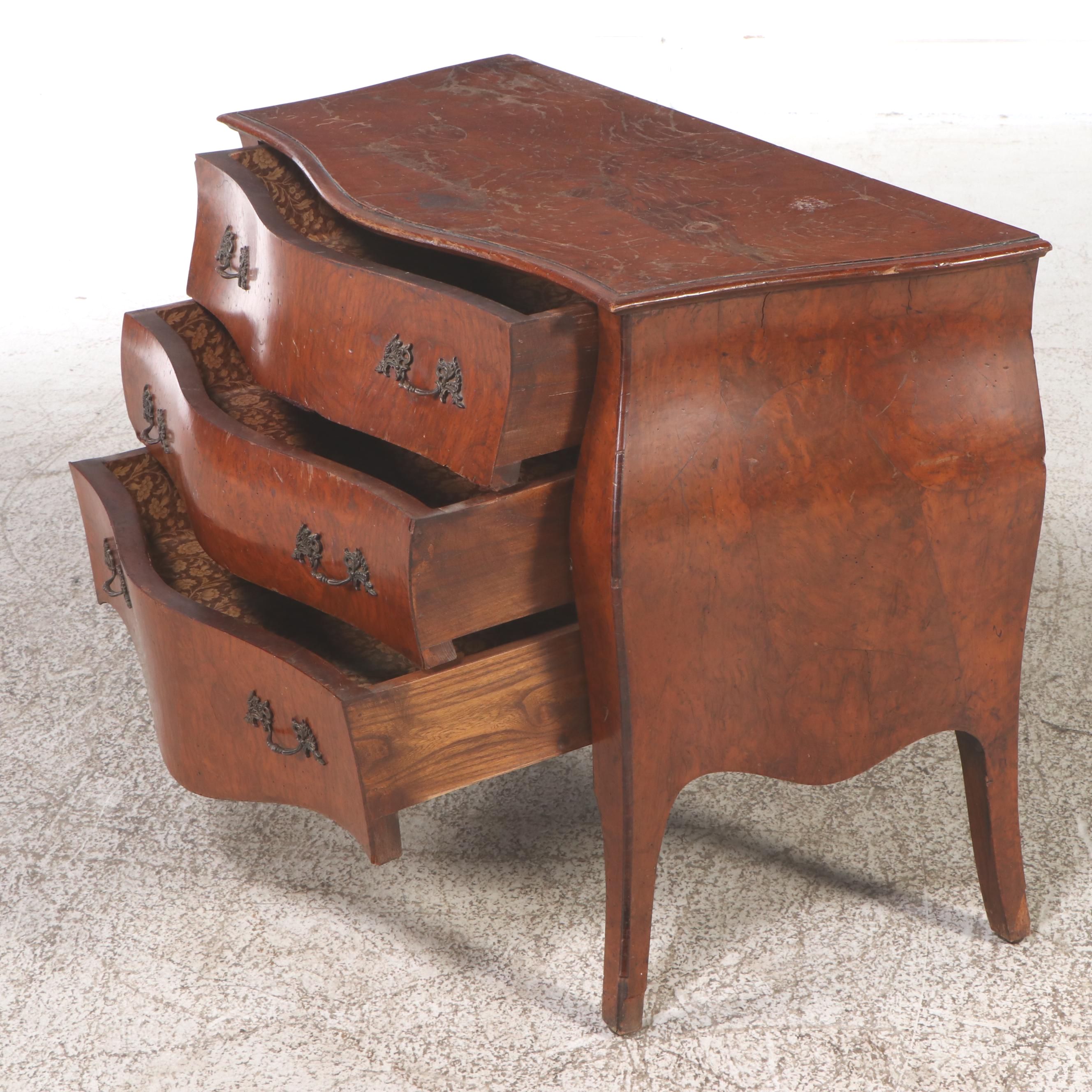 Dutch Baroque Style Burled Wood Bombe Chest