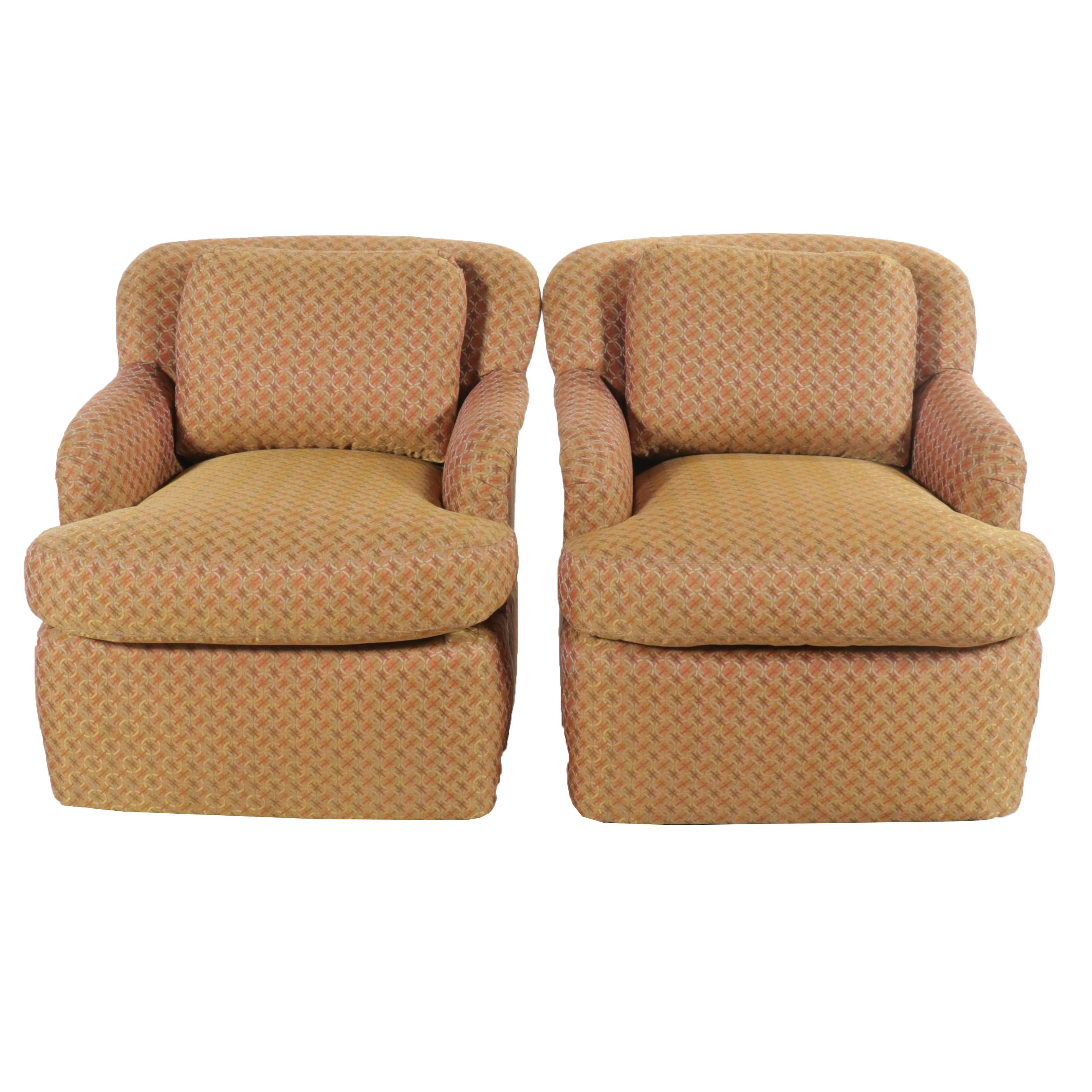 Pair of Upholstered Swivel Chairs