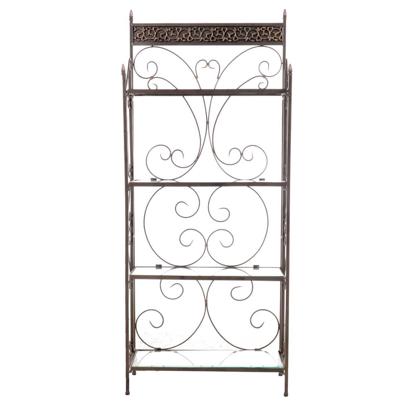 Metal Wall Unit with Glass Shelves