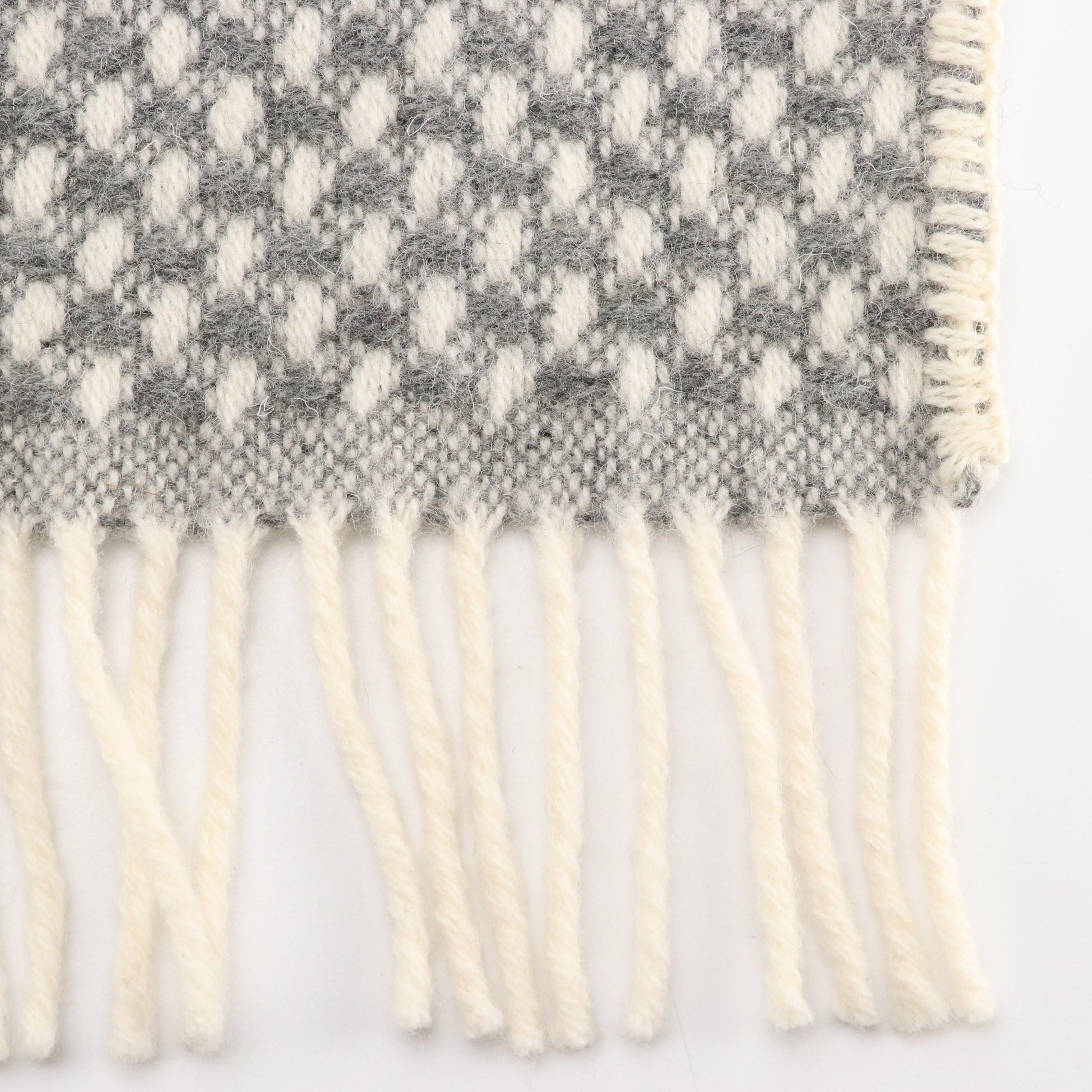 Vintage Zwicker Wool Knit Beanie, Large Scarf and Embroidered Fringe Poncho