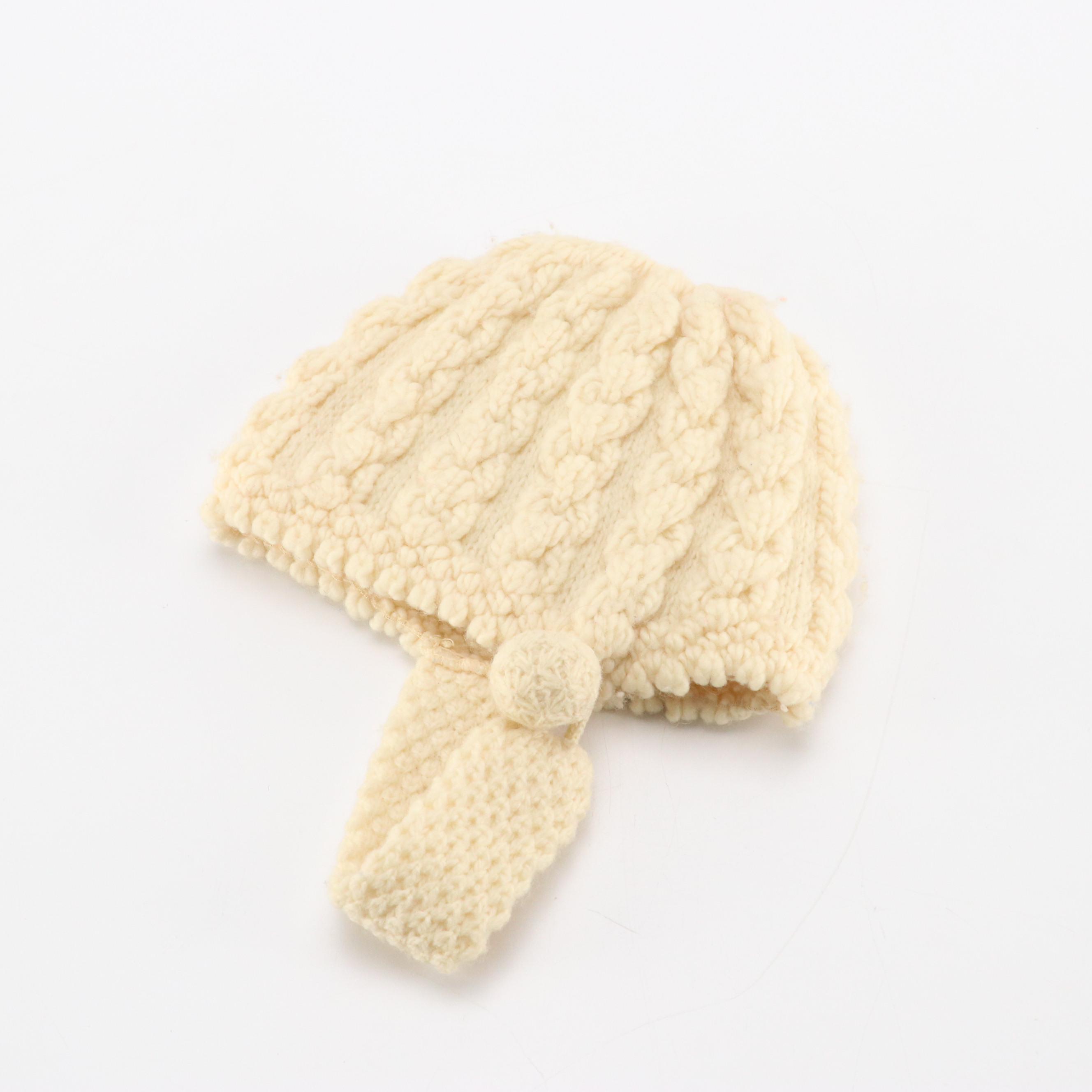 Vintage Zwicker Wool Knit Beanie, Large Scarf and Embroidered Fringe Poncho