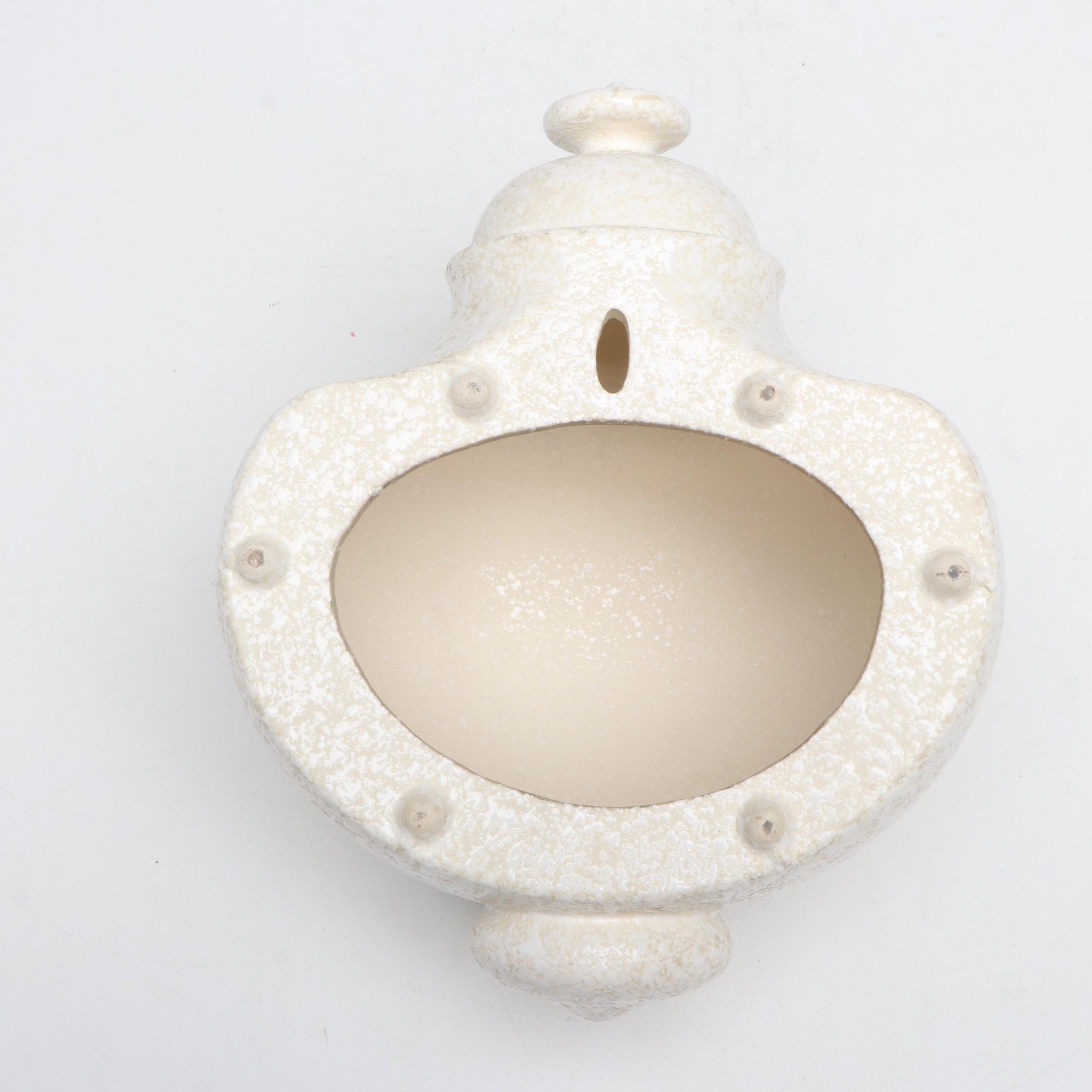 Brutalist Style Brass Cattail Sculpture with Ceramic Lavabo and Pig