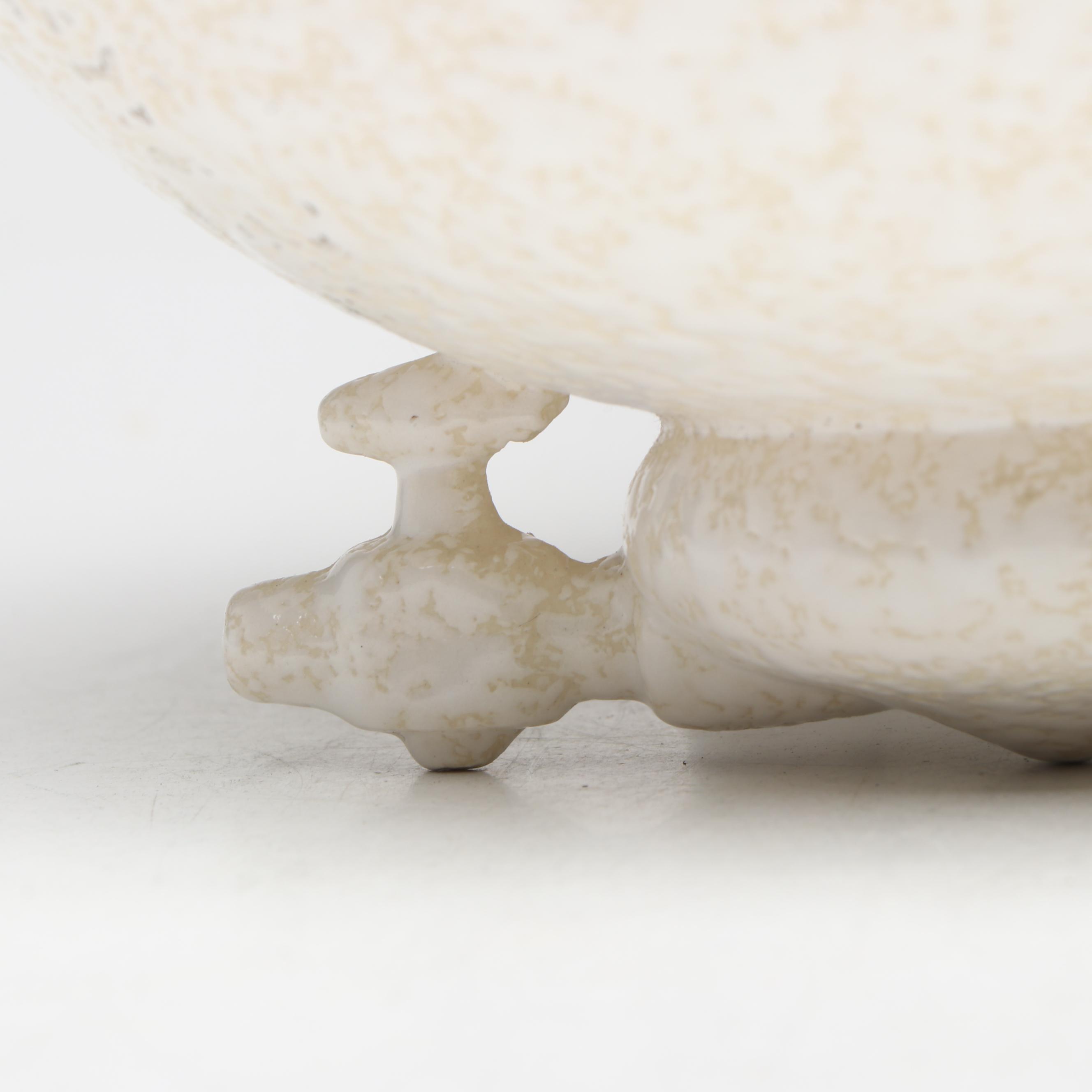 Brutalist Style Brass Cattail Sculpture with Ceramic Lavabo and Pig