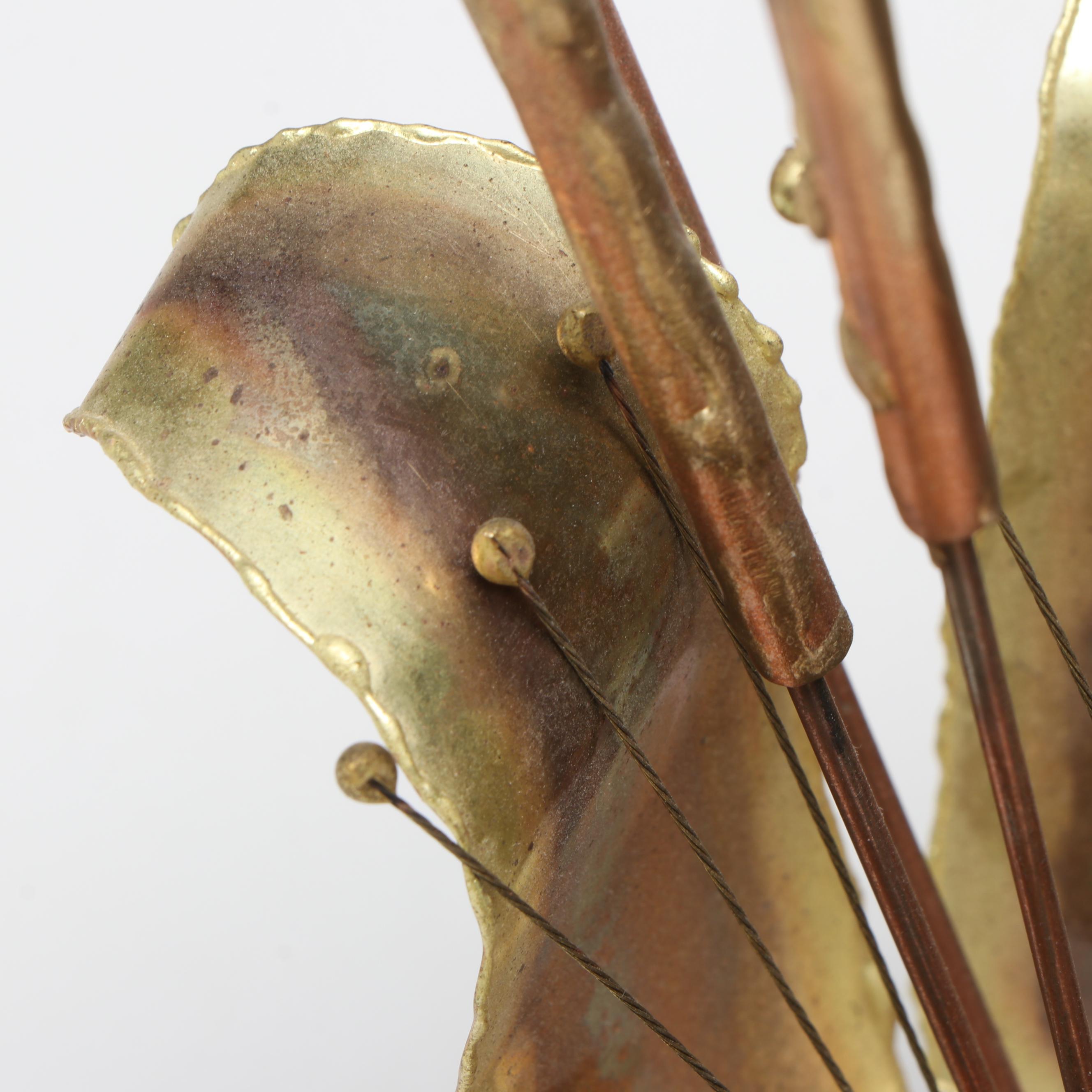 Brutalist Style Brass Cattail Sculpture with Ceramic Lavabo and Pig