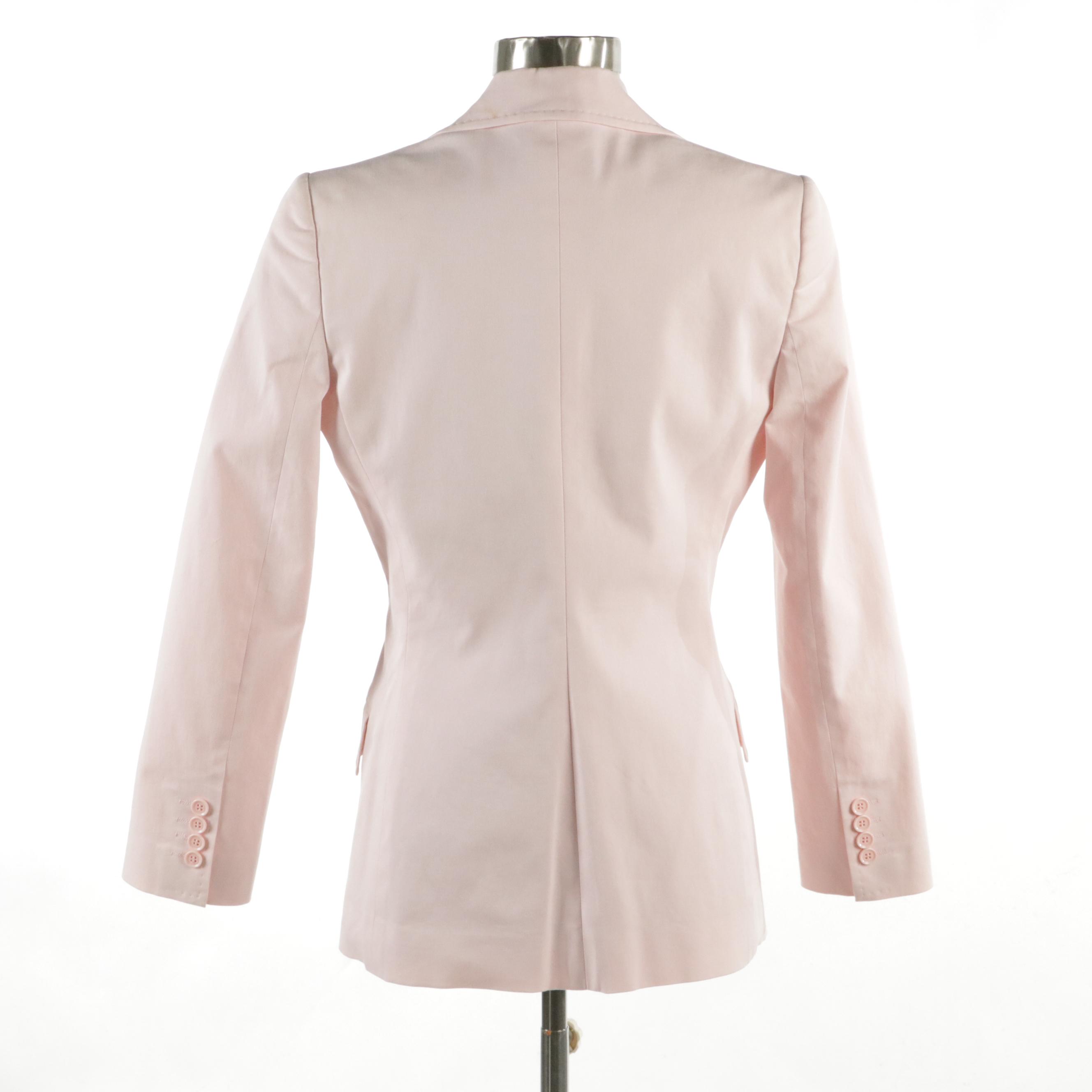 Dolce & Gabbana Single-Breasted Blazer in Baby Pink Stretch Cotton