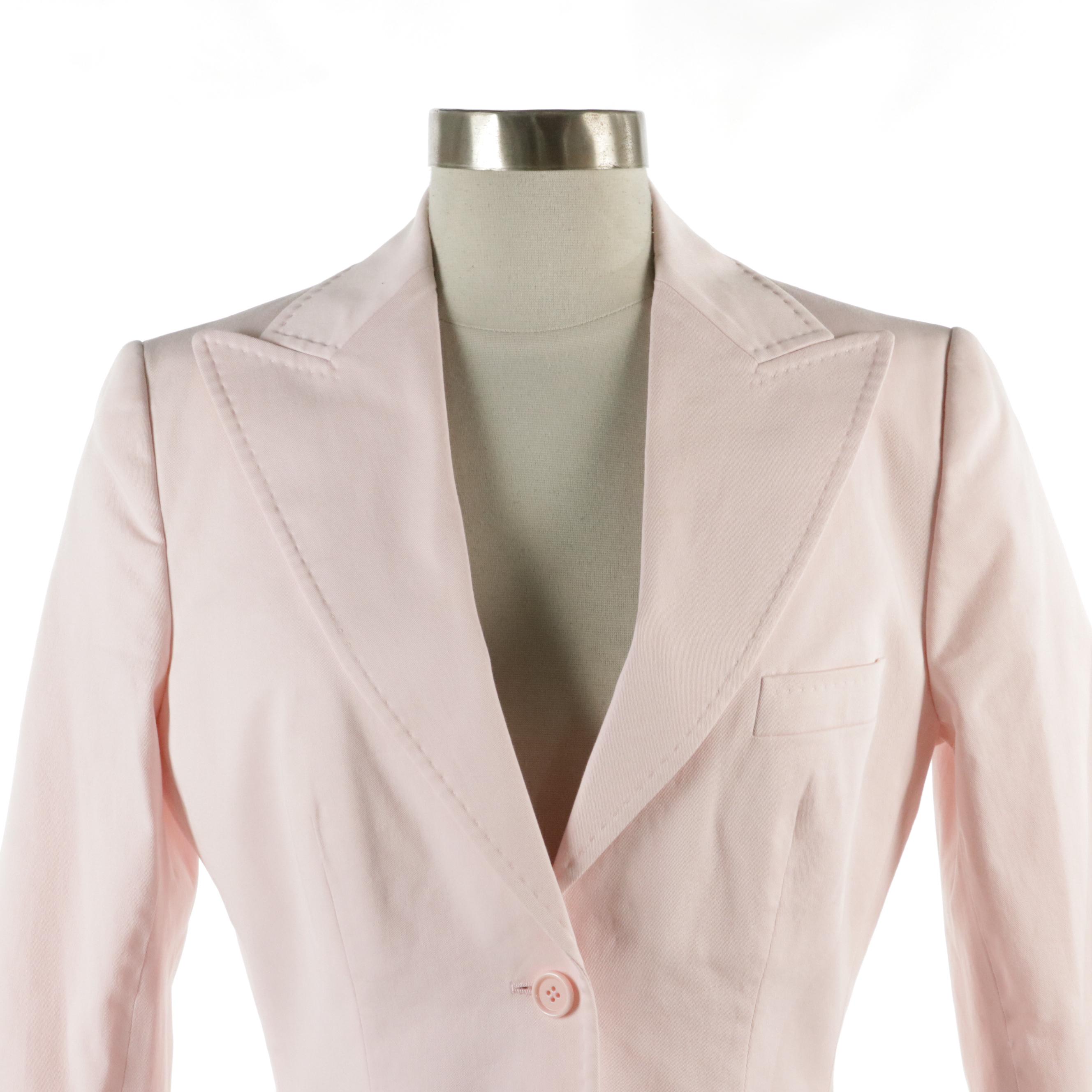 Dolce & Gabbana Single-Breasted Blazer in Baby Pink Stretch Cotton