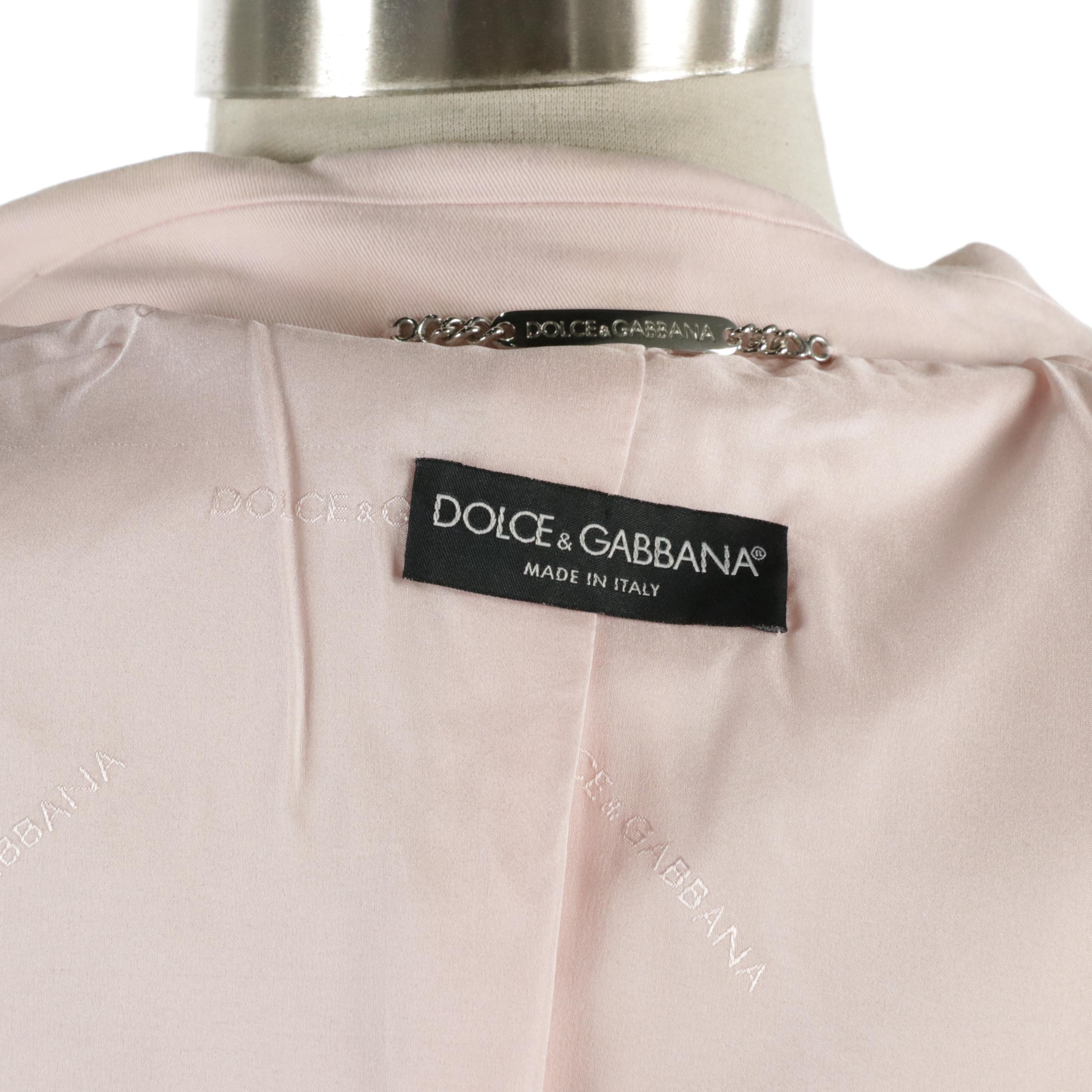 Dolce & Gabbana Single-Breasted Blazer in Baby Pink Stretch Cotton