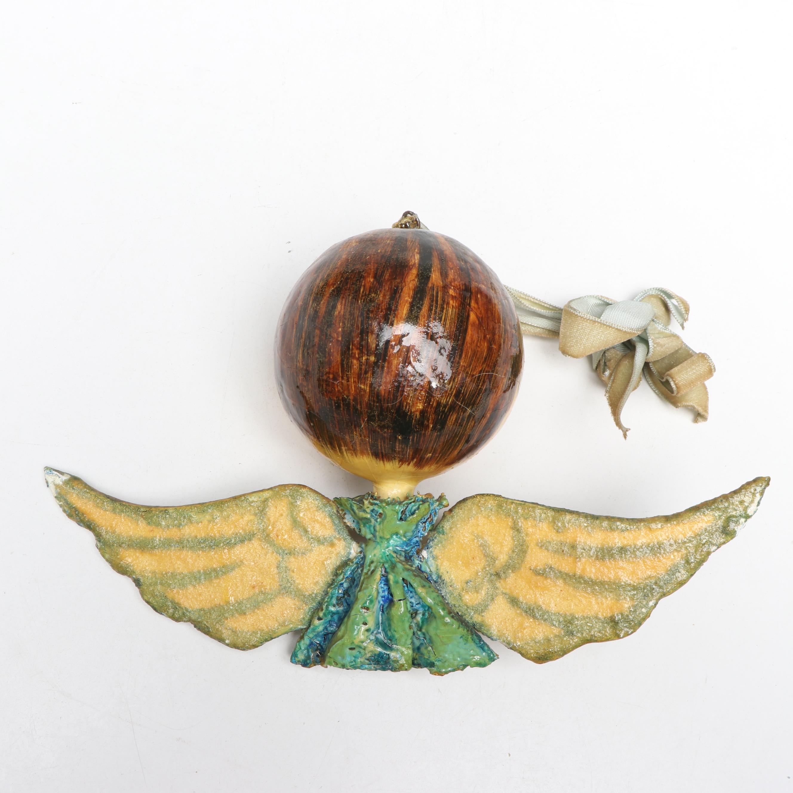 Folk Art Style Painted Glass Angel Ornaments